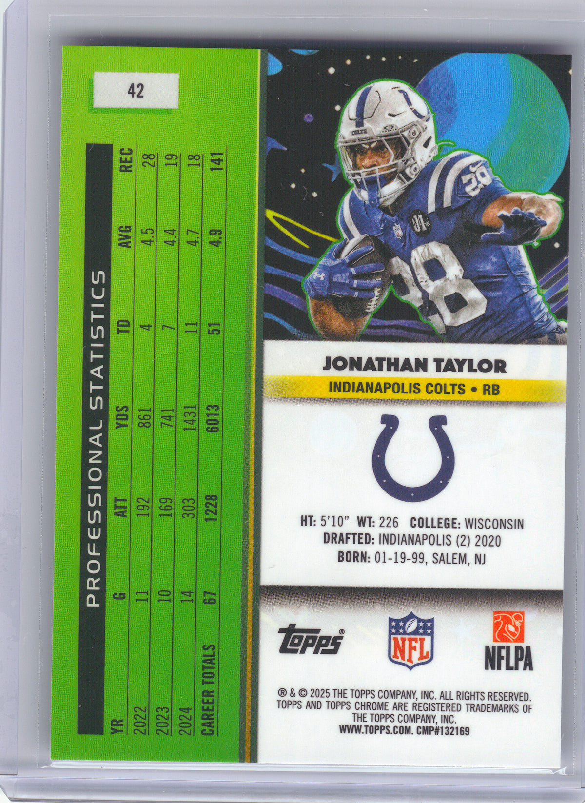 2025 Topps Chrome Cosmic #42 Jonathan Taylor Indianapolis Colts