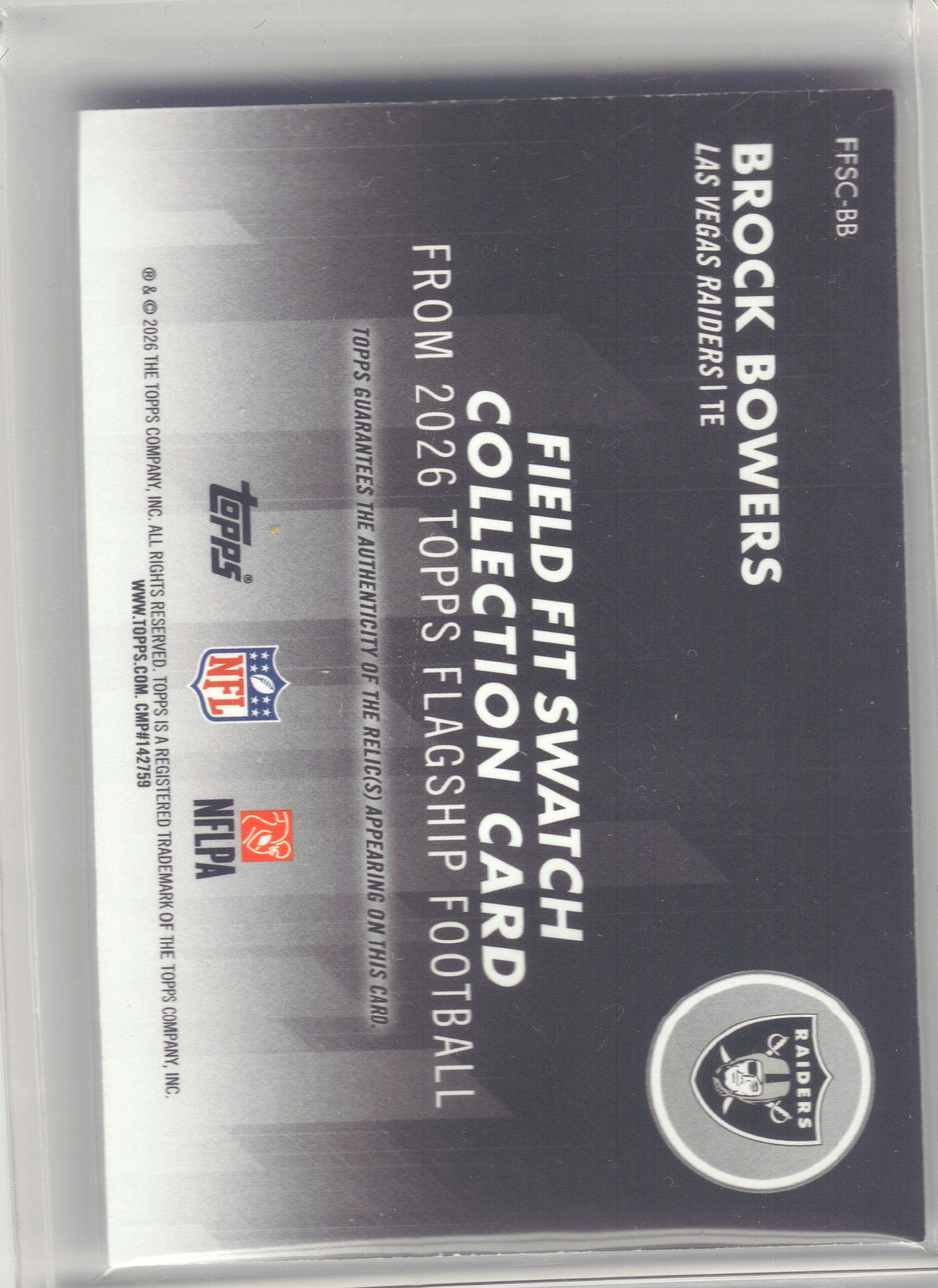 2026 Topps Flagship #FFSC-BB Brock Bowers Field Fit Swatches Las Vegas Raiders MEM