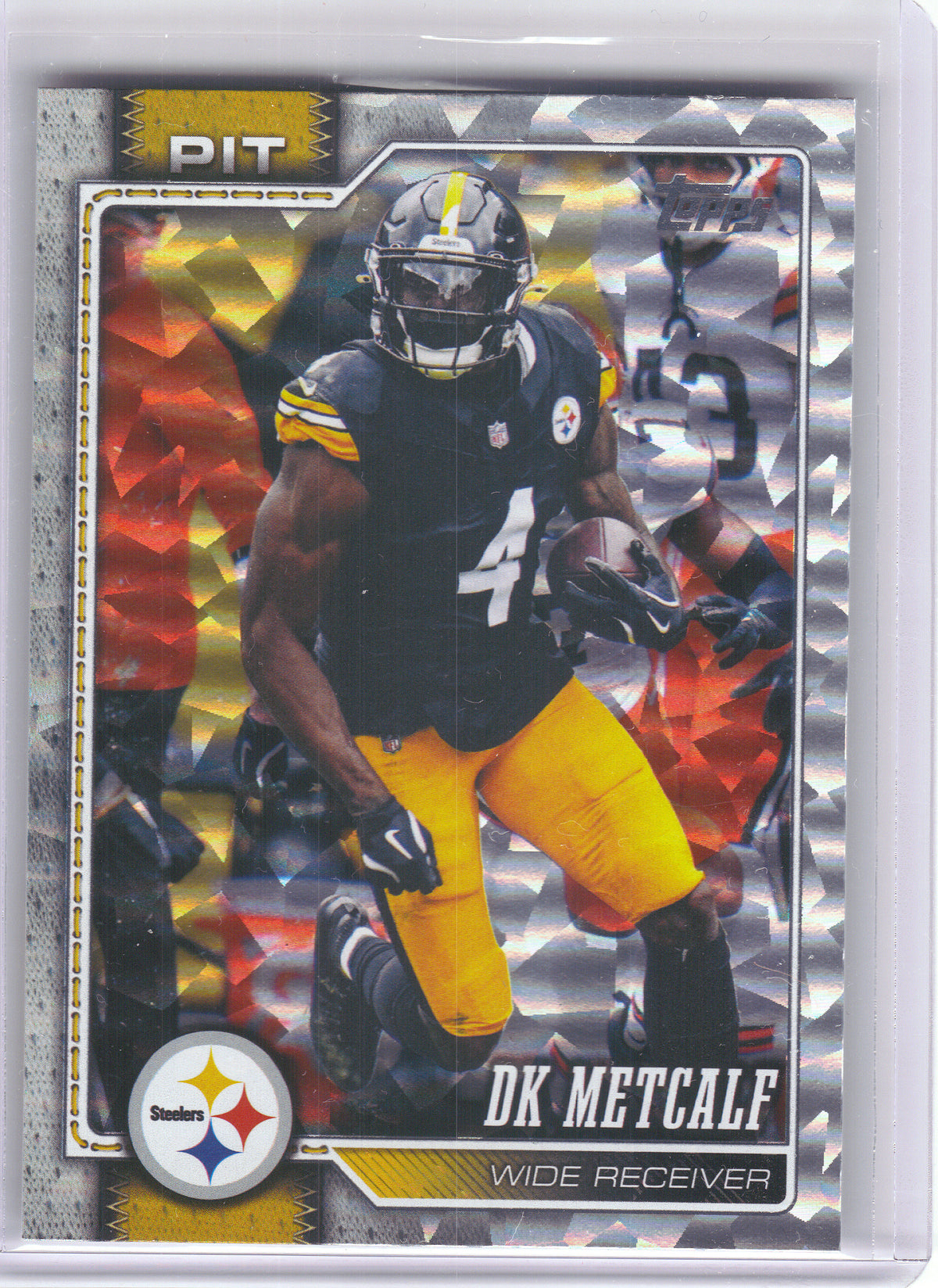 2026 Topps Flagship #175 DK Metcalf Silver Crackle Foil Pittsburgh Steelers