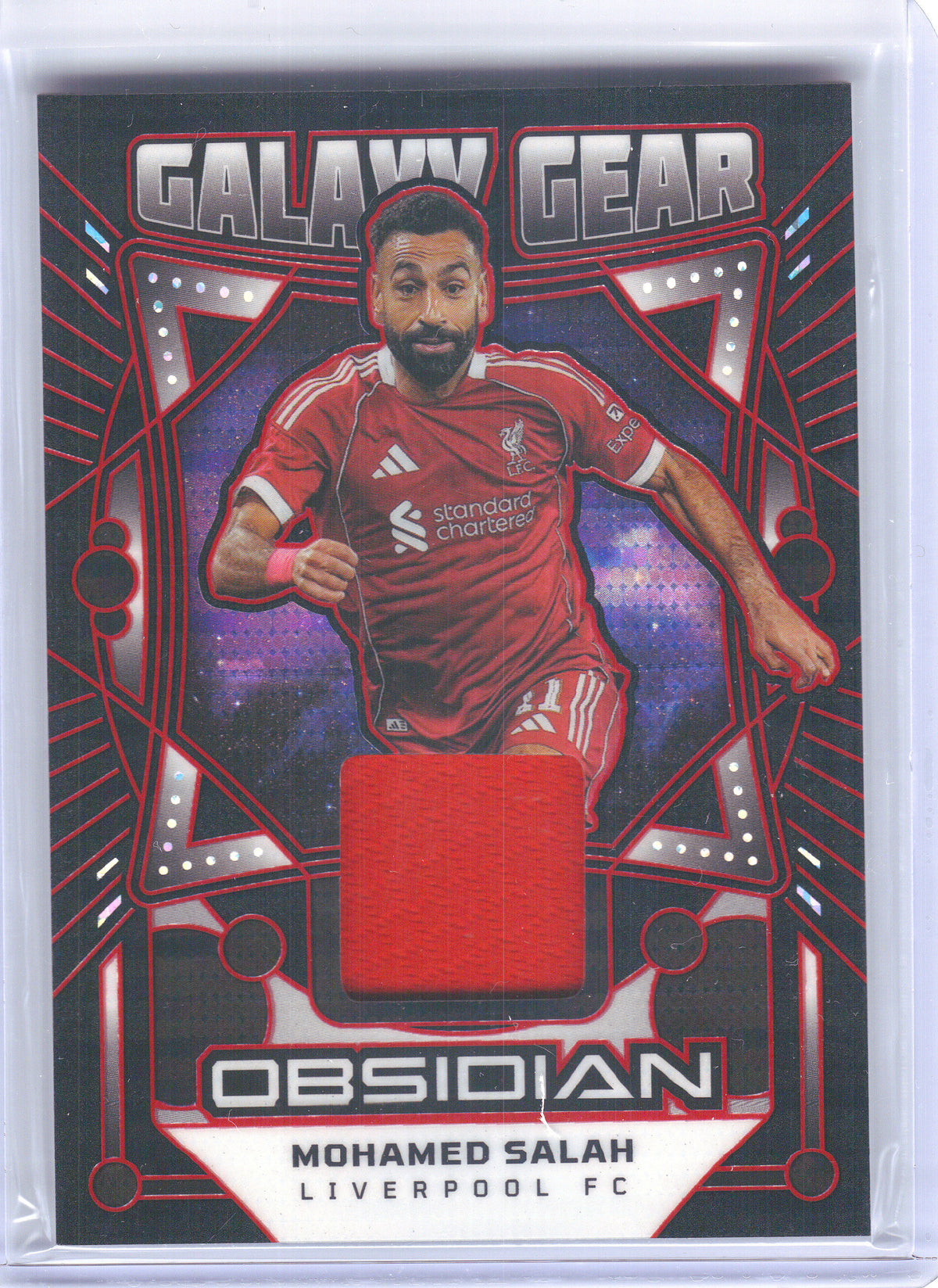2025-26 Panini Obsidian #GG-MSA Mohamed Salah Galaxy Gear /99 Liverpool SN, MEM