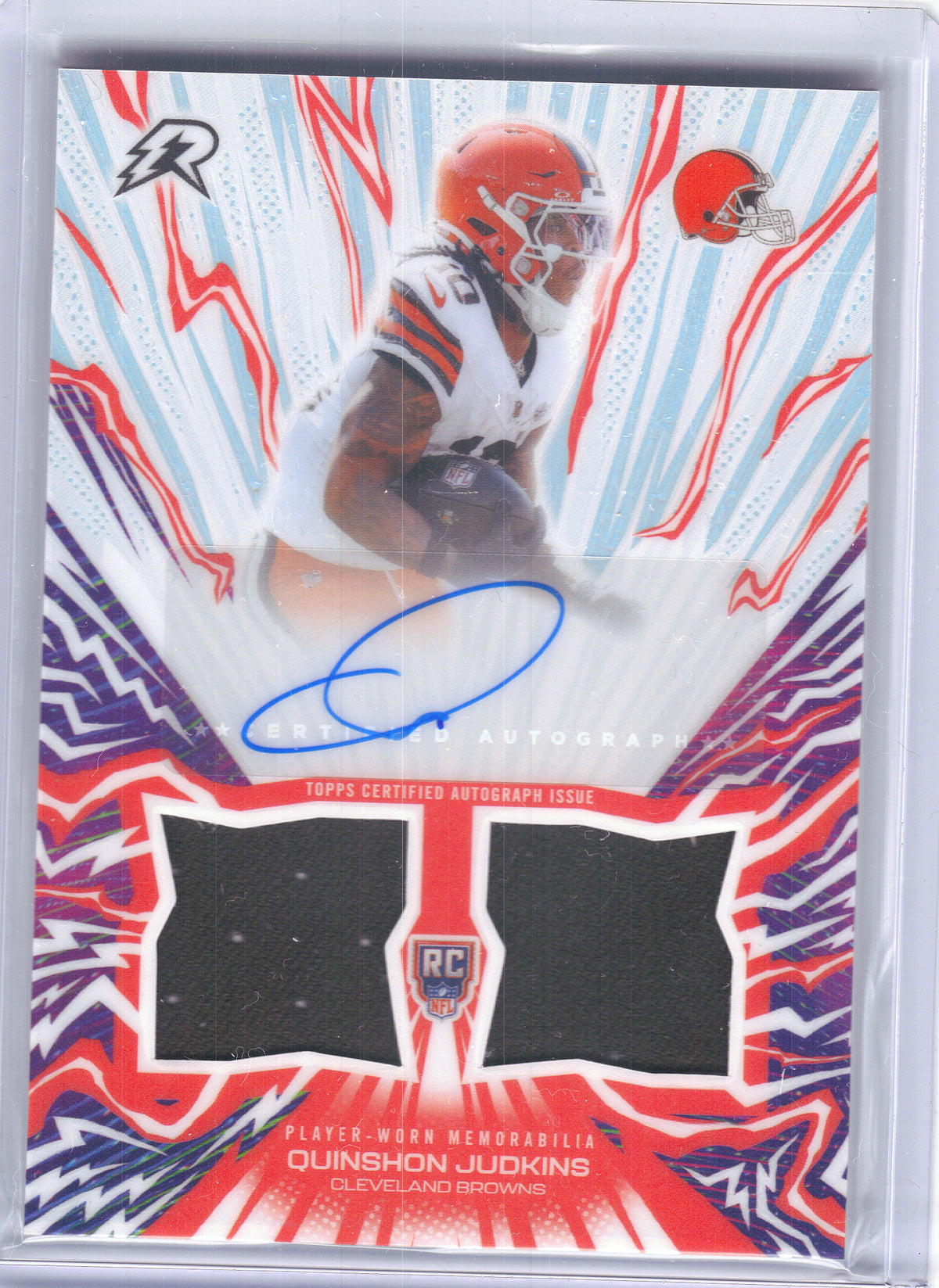 2025 Topps Resurgence #AU-QJ Quinshon Judkins Amped Up Rookie Relic Autographs Cleveland Browns MEM, AU