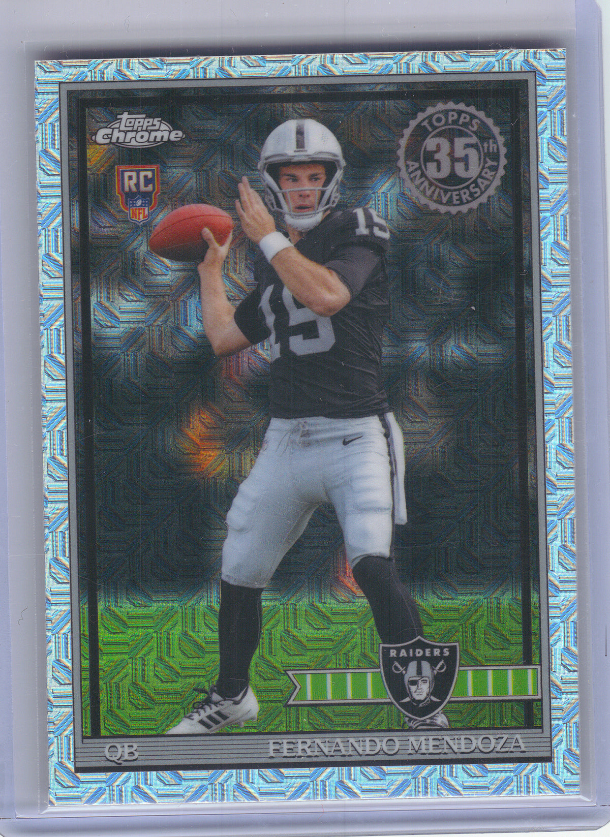 2026 Topps Flagship #91TRC-1 Fernando Mendoza 1991 Topps Football 35th Anniversary Rookies Chrome Las Vegas Raiders