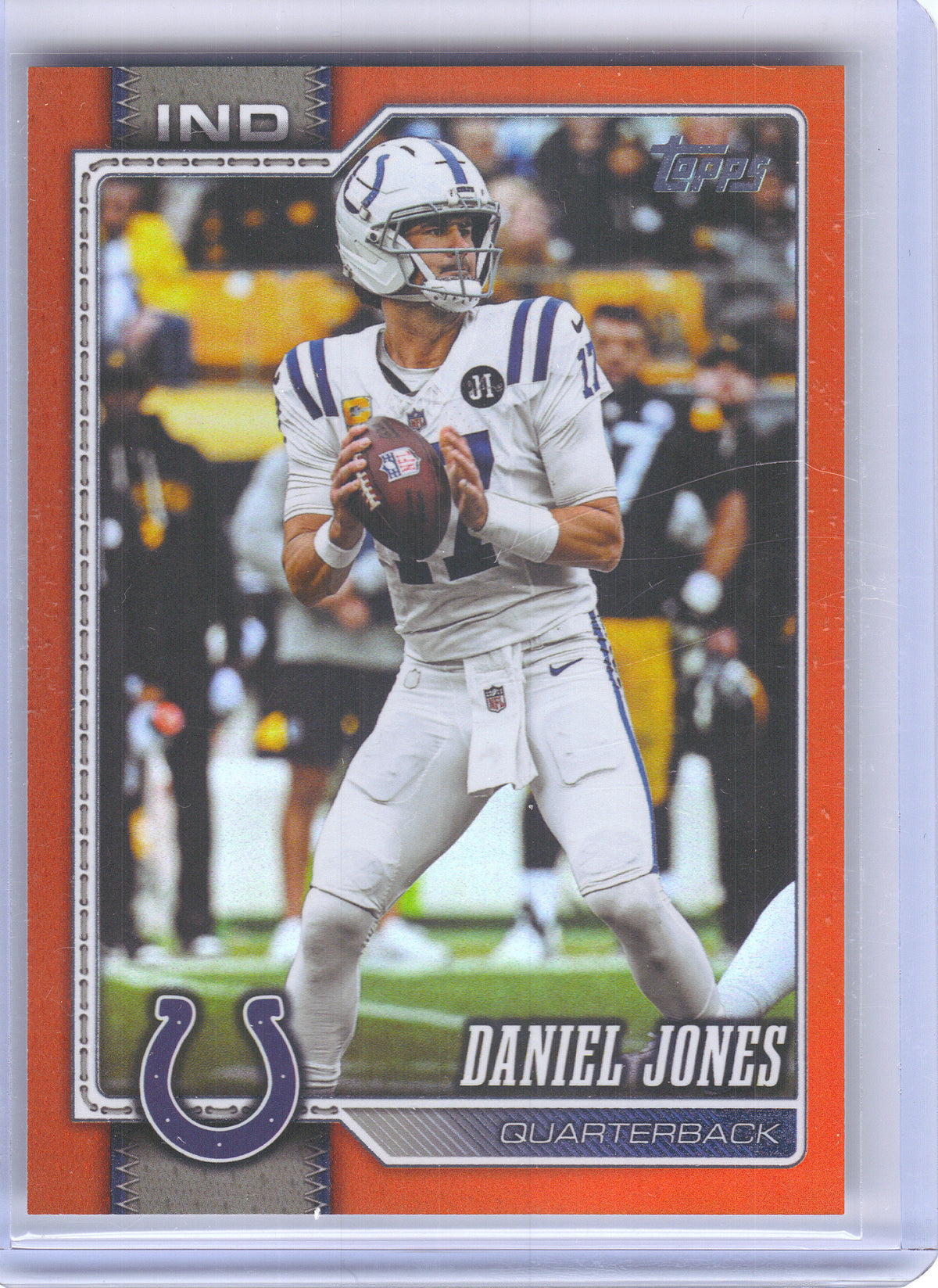 2026 Topps Flagship #89 Daniel Jones Orange Holo Foil #/25 Indianapolis Colts SN