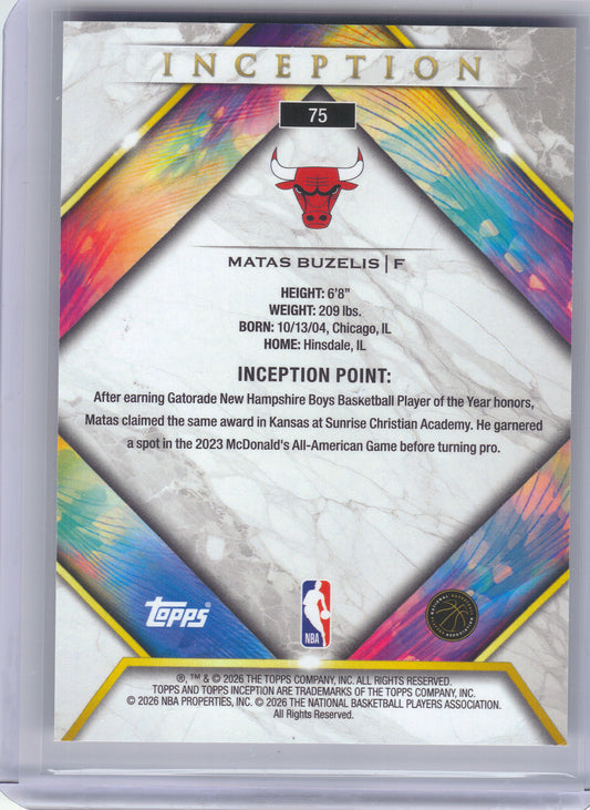 2025-26 Topps Inception #75 Matas Buzelis Chicago Bulls