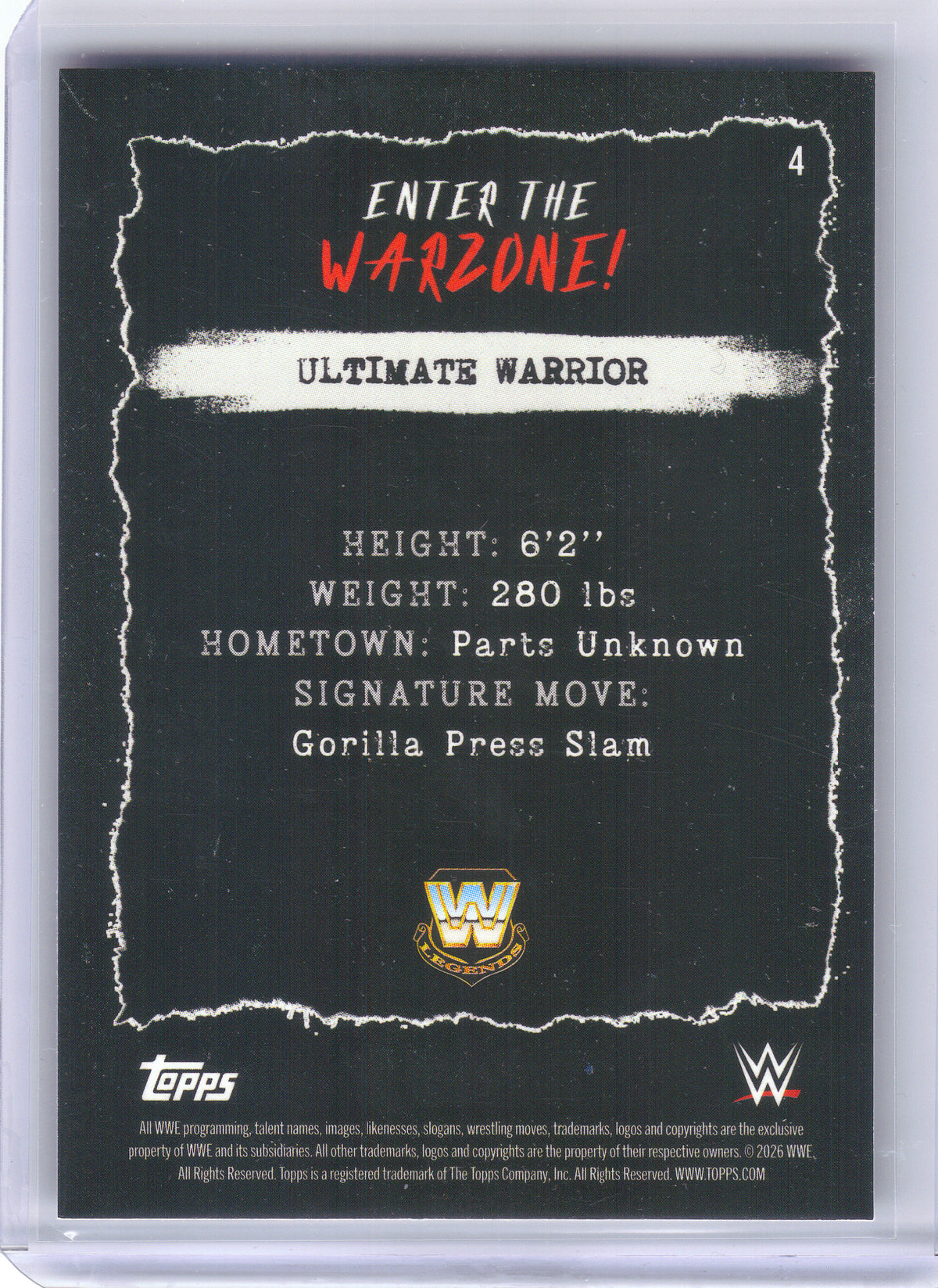 2026 Topps Decades 1990's WWE #4 Ultimate Warrior