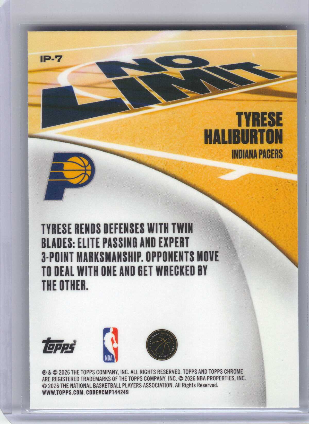2025-26 Topps Chrome Update #IP-7 Tyrese Haliburton No Limit Indiana Pacers