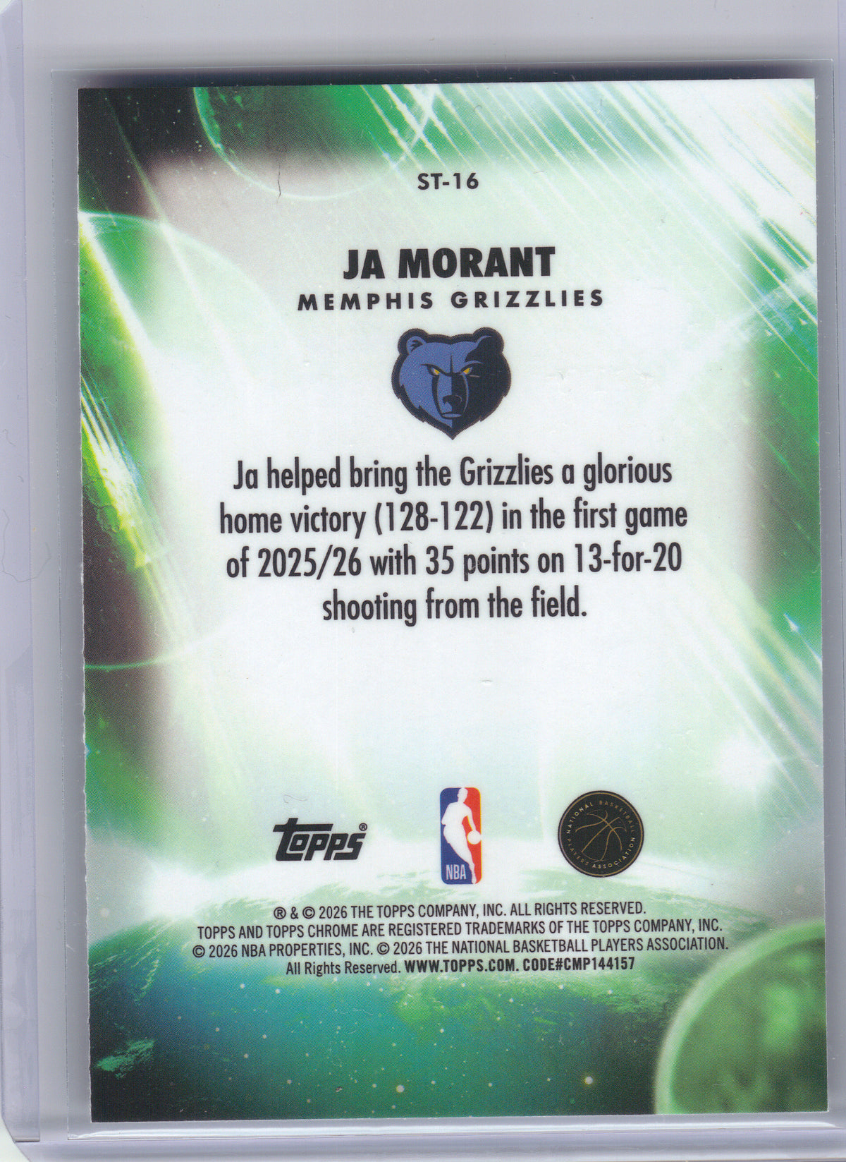 2025-26 Topps Chrome Update #ST-16 Ja Morant Stratospheric Stars Memphis Grizzlies