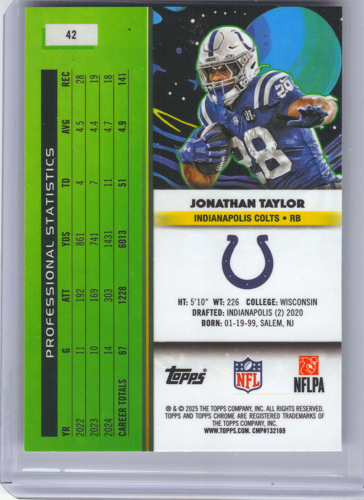 2025 Topps Chrome Cosmic #42 Jonathan Taylor Nucleus Refractor Indianapolis Colts