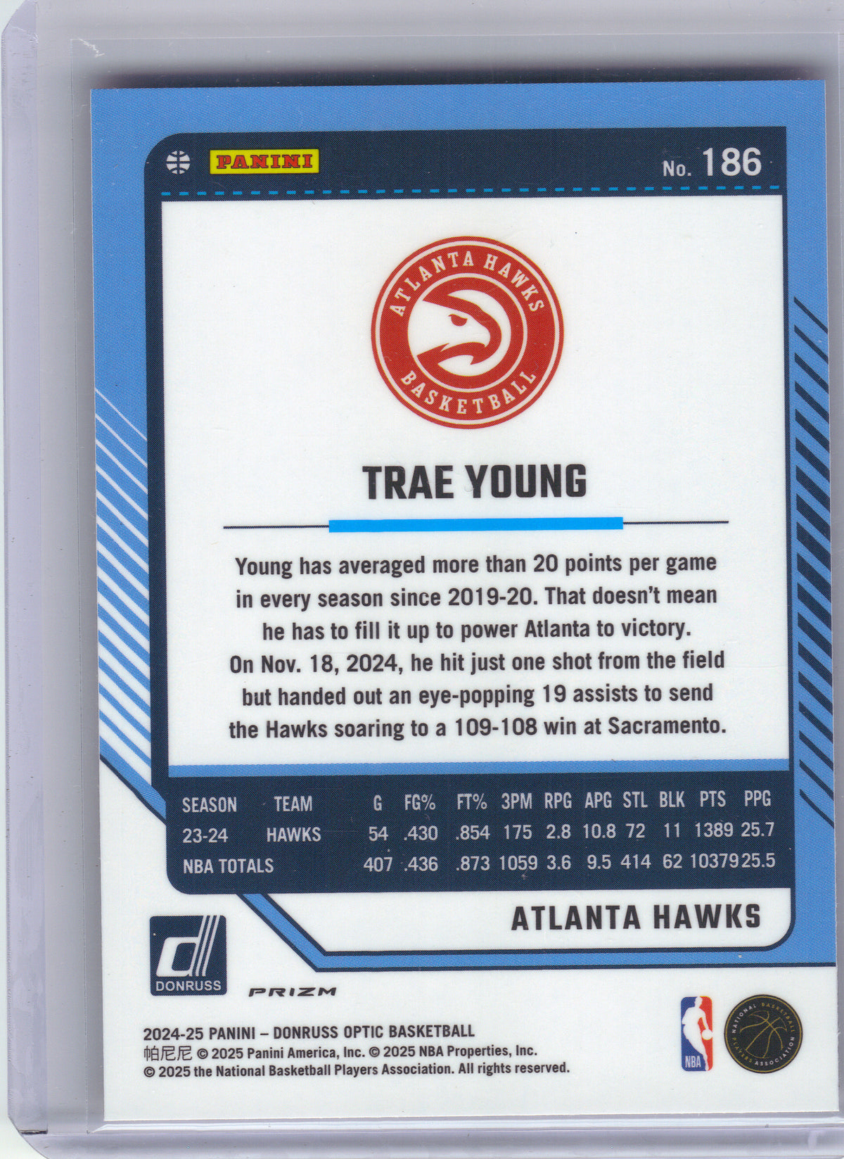 2024-25 Donruss Optic #186 Trae Young Red International Atlanta Hawks