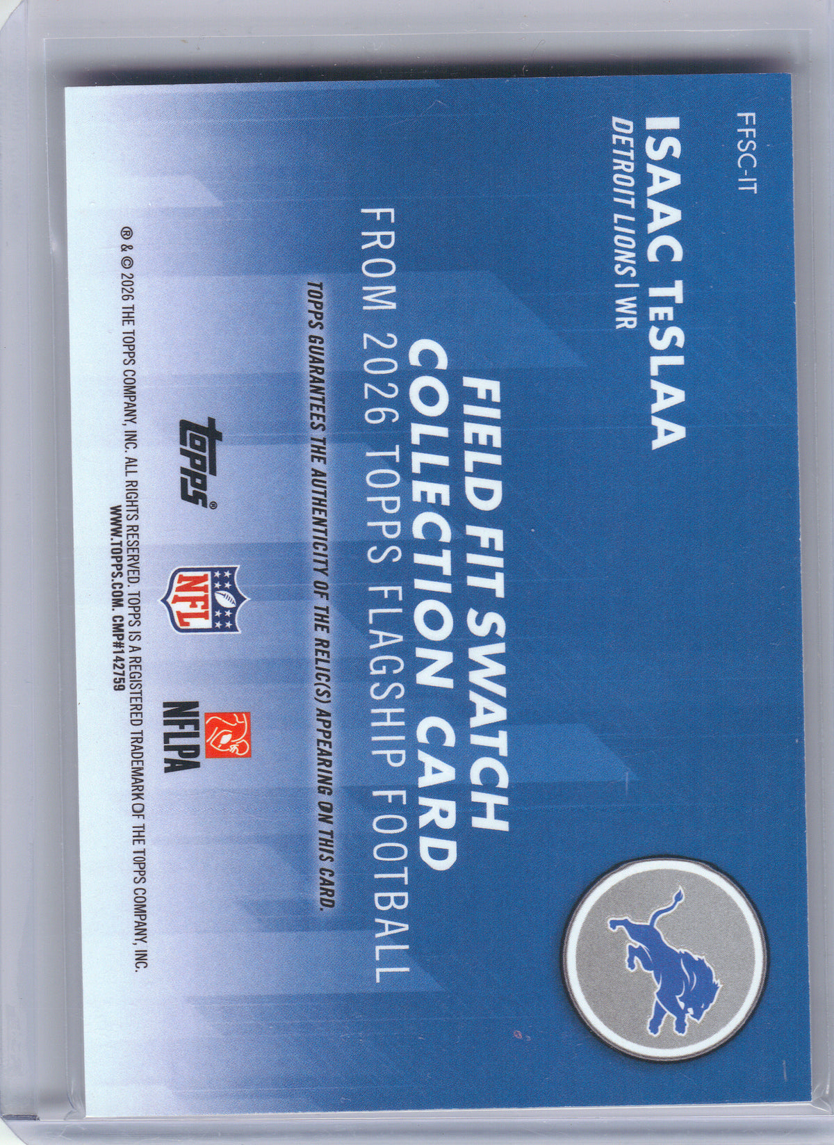 2026 Topps Flagship #FFSC-IT Isaac TeSlaa Field Fit Swatches Detroit Lions MEM