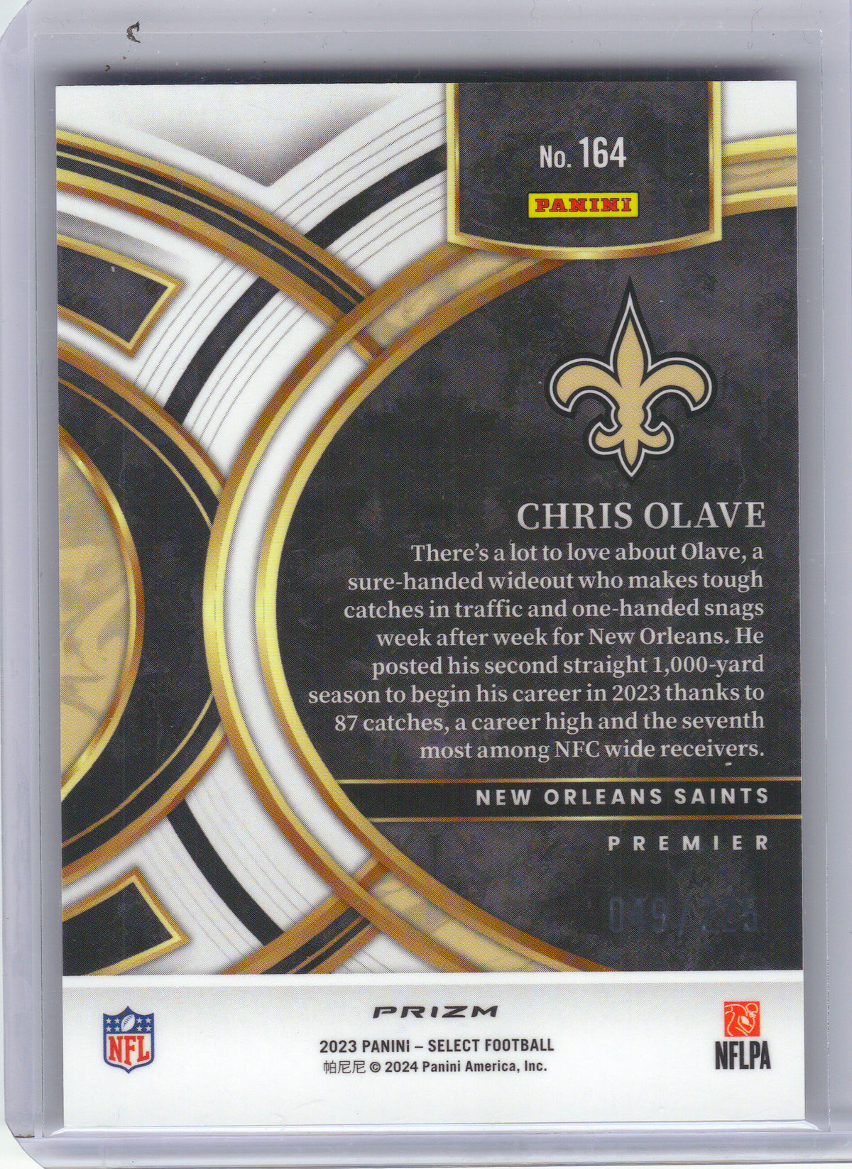 2023 Panini Select #164 Chris Olave Red and Blue New Orleans Saints