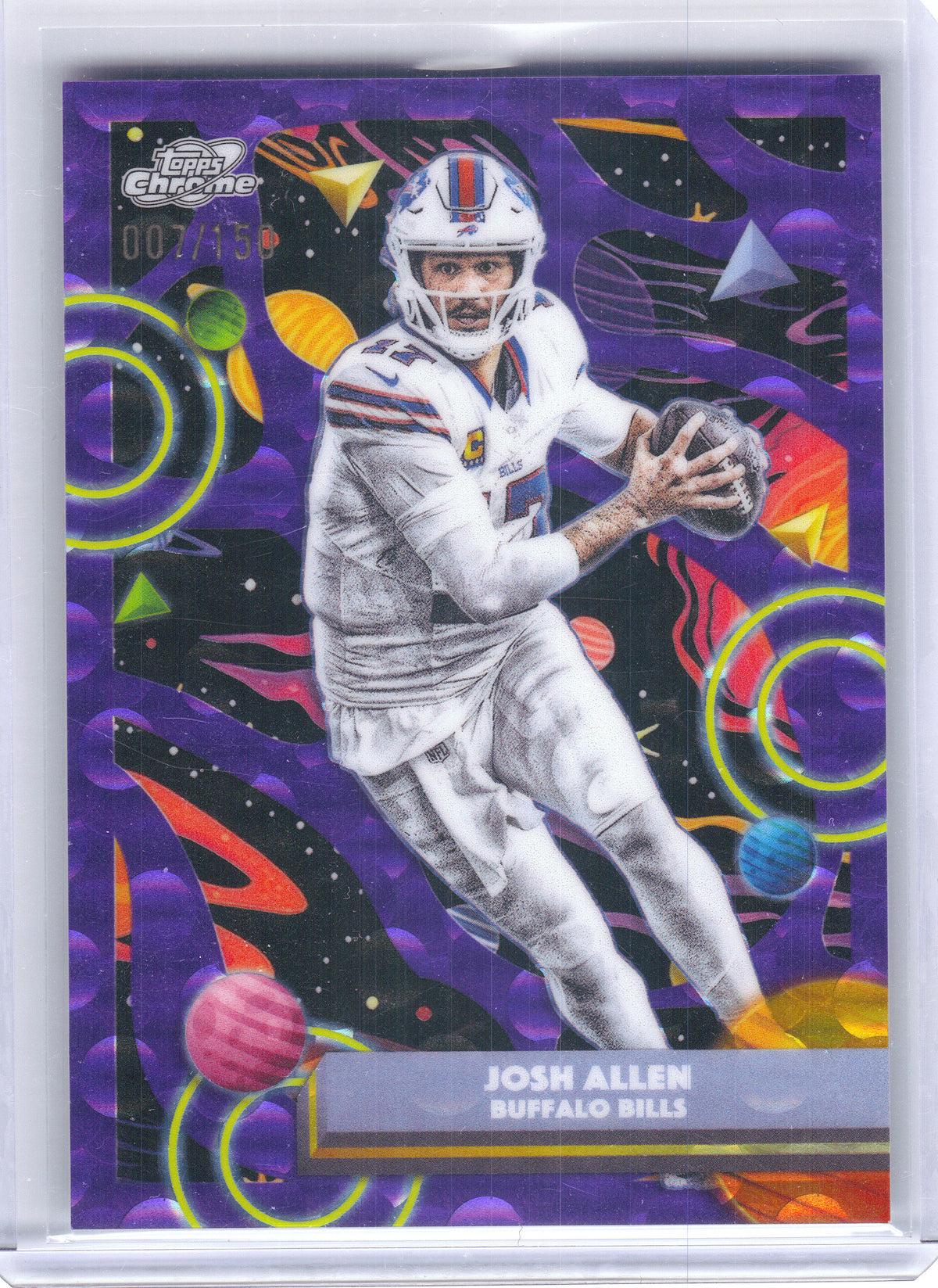 2025 Topps Chrome Cosmic #10 Josh Allen Purple Nebula Refractor #/150 Buffalo Bills SN