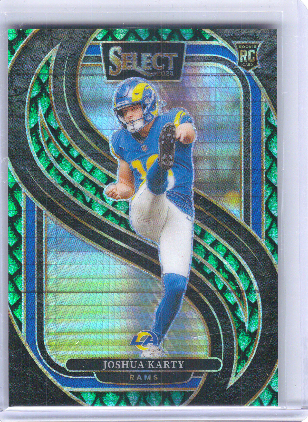 2024 Panini Select #164 Joshua Karty Dragon Scale Prizm #/81 Los Angeles Rams SN, RC