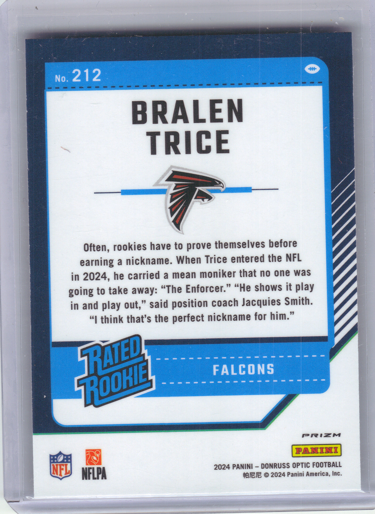 2024 Donruss Optic #212 Bralen Trice Jazz SSP Atlanta Falcons
