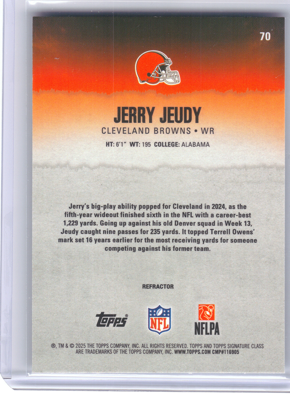 2025 Topps Signature Class #70 Jerry Jeudy Chrome Cleveland Browns