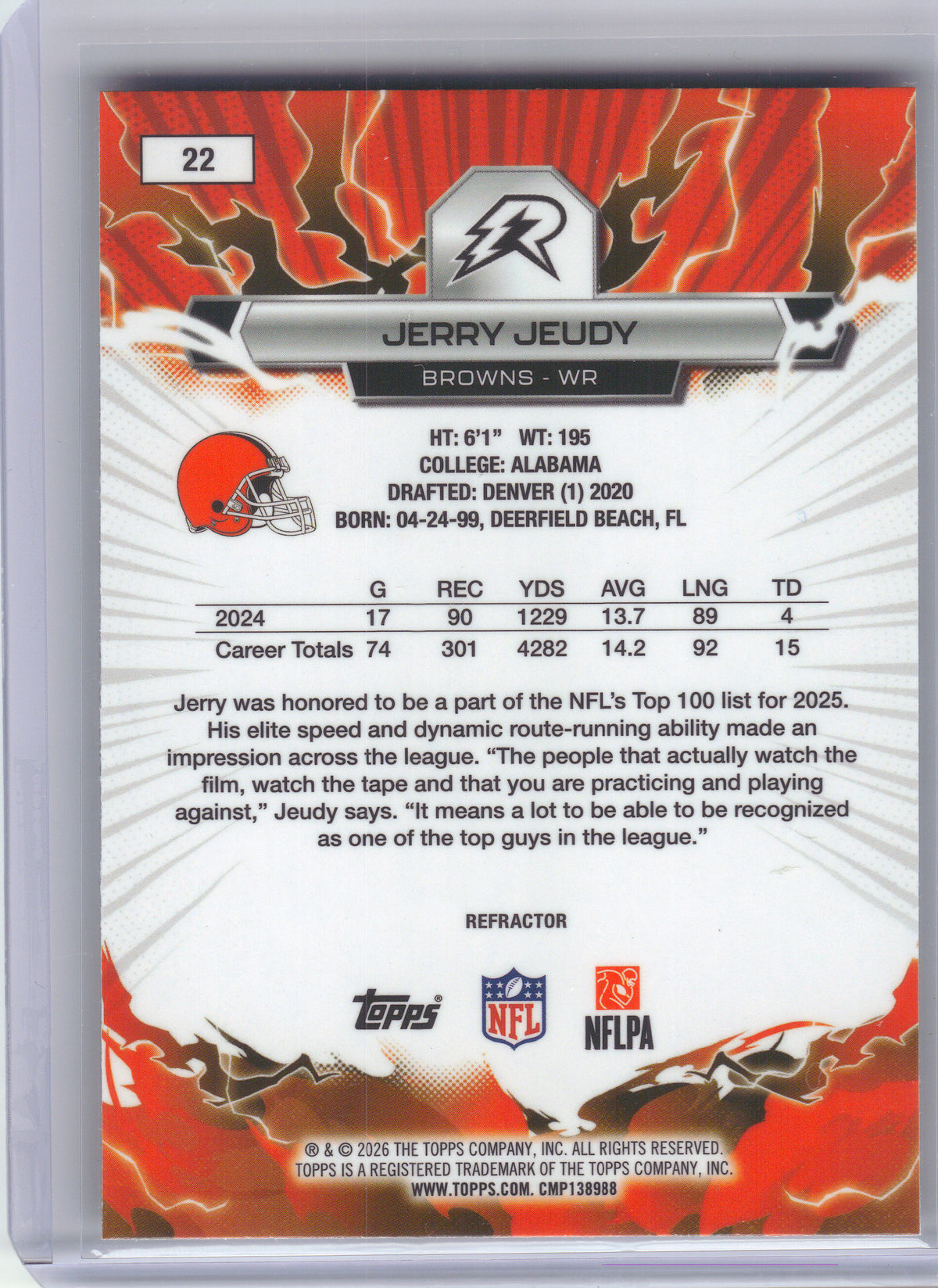 2025 Topps Resurgence #22 Jerry Jeudy Refractor Cleveland Browns