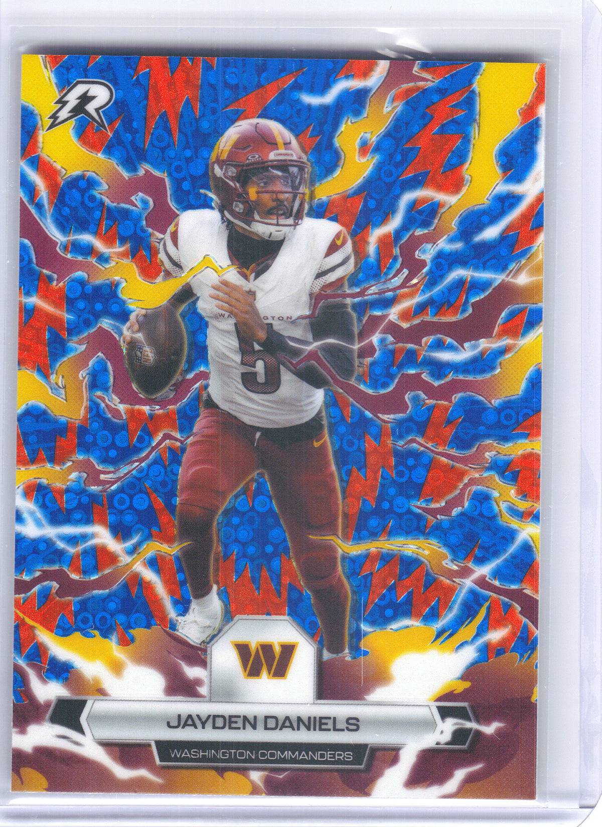 2025 Topps Resurgence #98 Jayden Daniels Blue & Orange Spark Refractor Washington Commanders