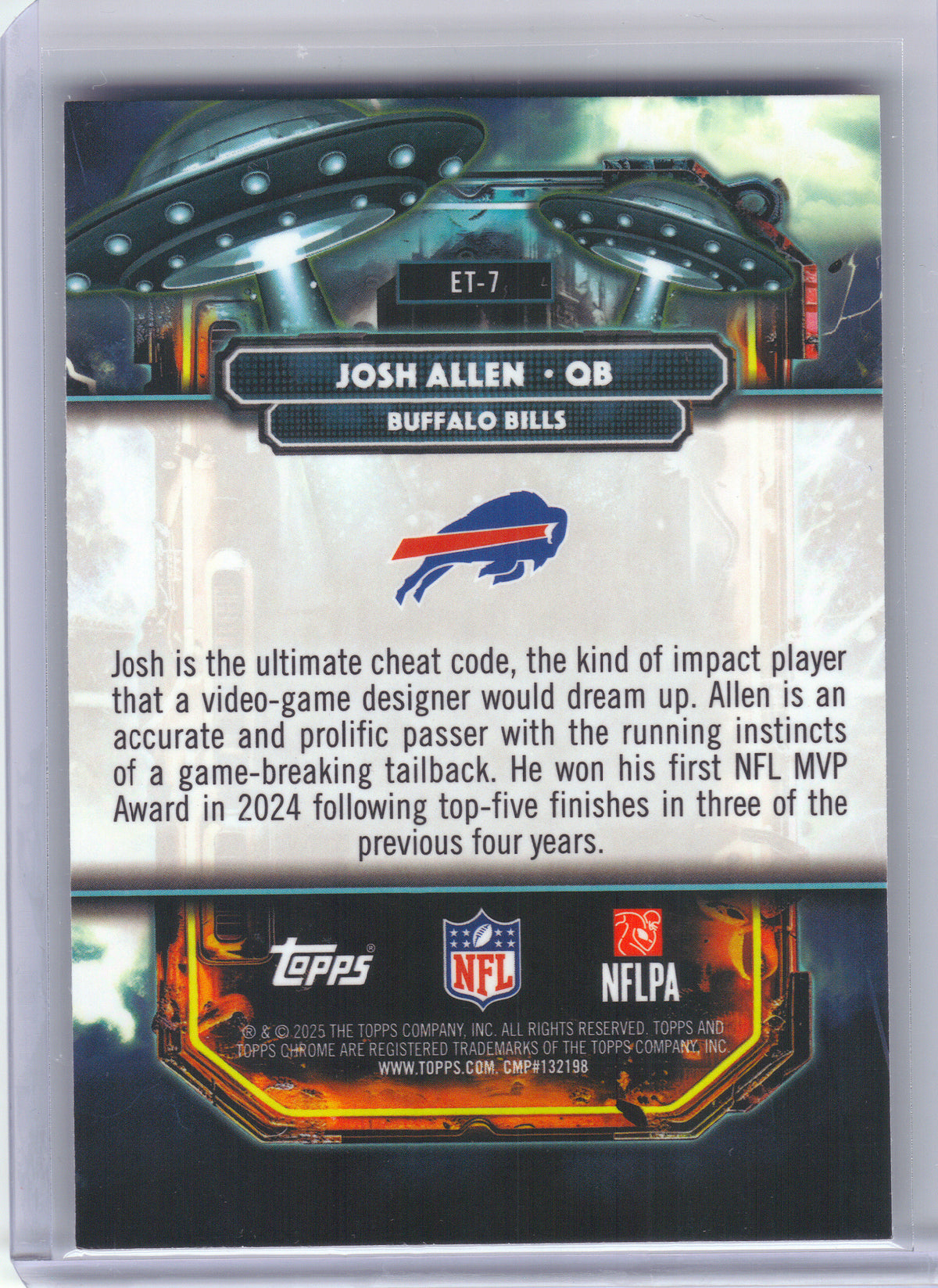 2025 Topps Chrome Cosmic #ET-7 Josh Allen Extraterrestrial Talent Buffalo Bills