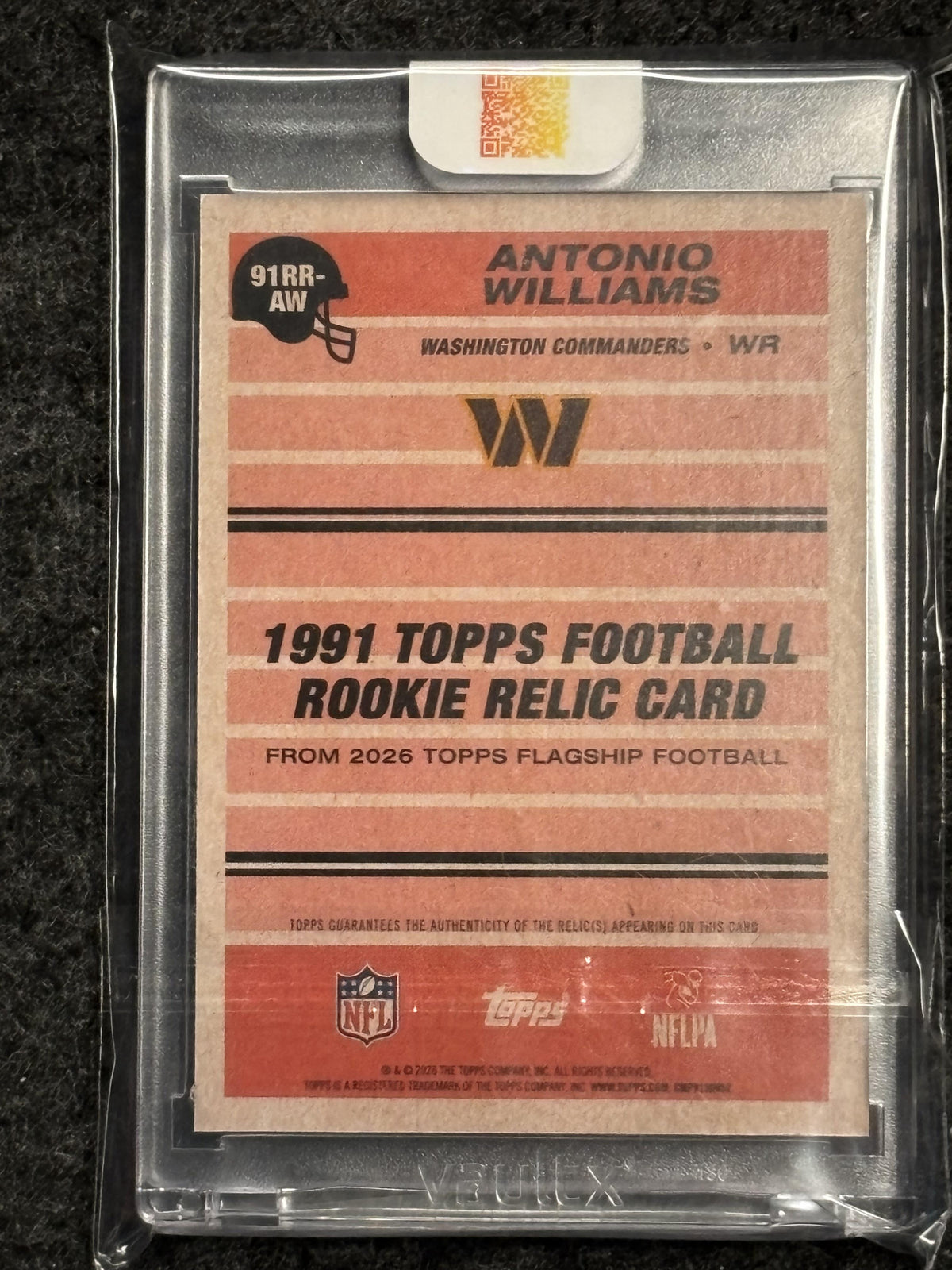 2026 Topps Flagship #91TR-28 Antonio Williams 1991 Topps Football 35th Anniversary Rookies Black #/10 Washington Commanders SN