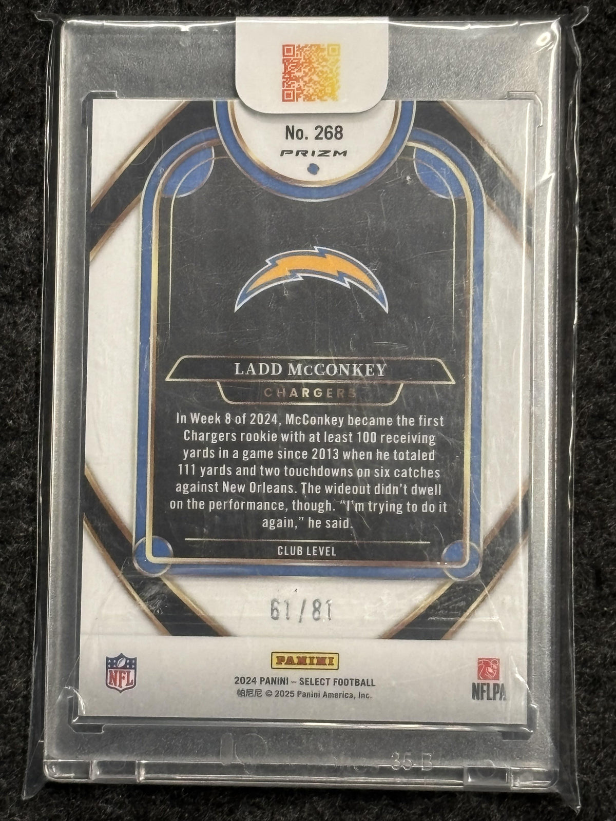2024 Panini Select #268 Ladd McConkey Dragon Scale Prizm #/81 Los Angeles Chargers SN, RC