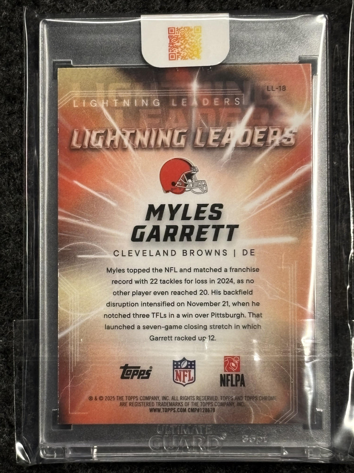 2025 Topps Chrome #LL-18 Myles Garrett Lightning Leaders SSP Cleveland Browns