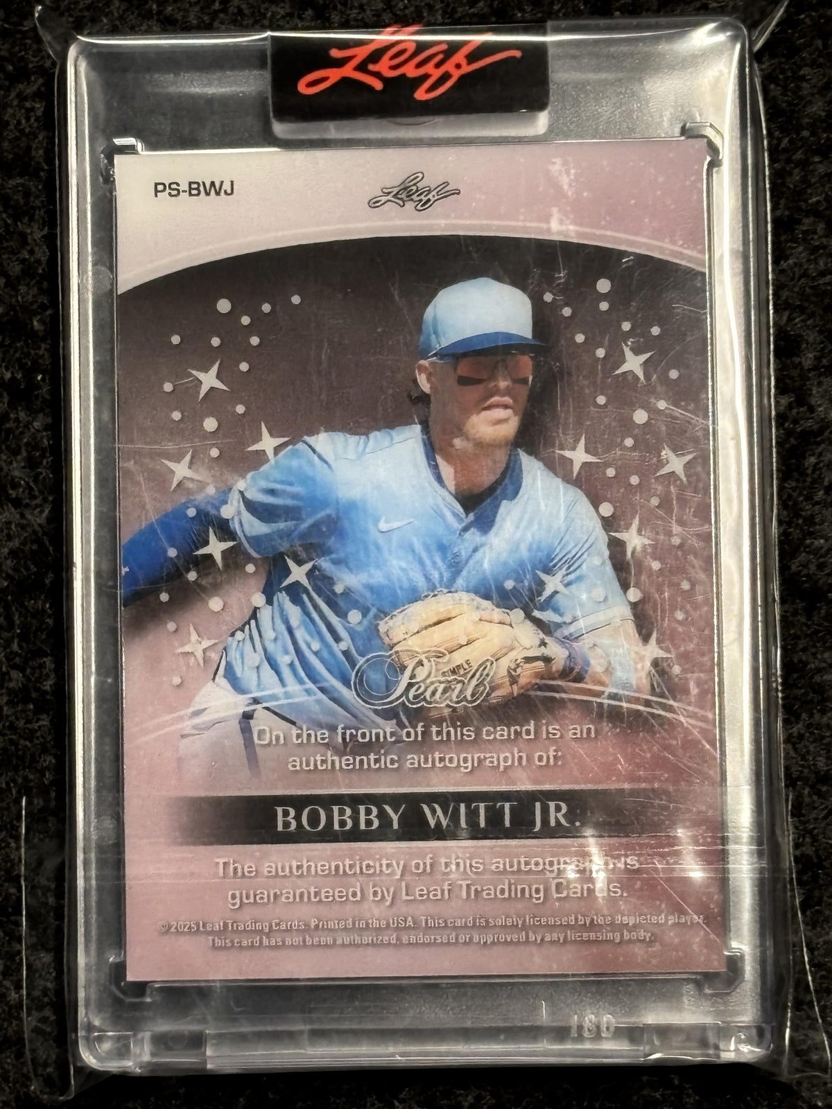 2025 Leaf Pearl #PS-BWJ Bobby Witt Jr. Pearl Signatures Bronze Spectrum #/10 SN, AU