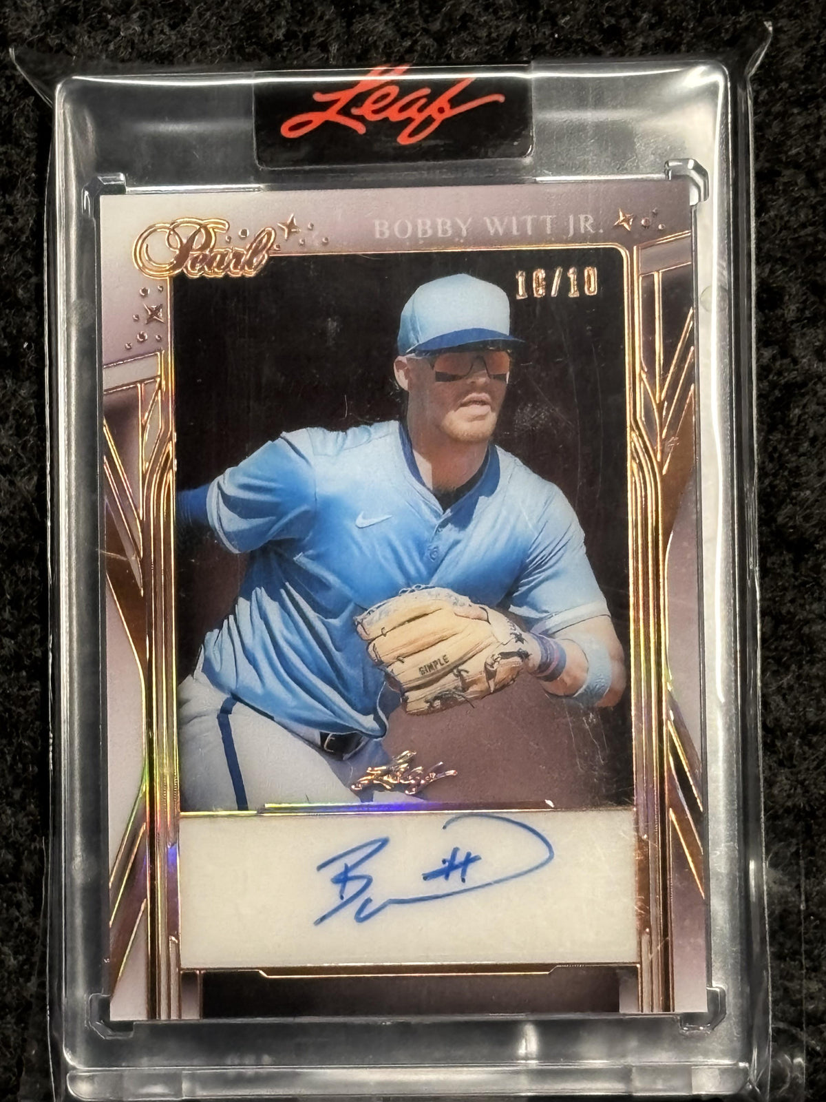 2025 Leaf Pearl #PS-BWJ Bobby Witt Jr. Pearl Signatures Bronze Spectrum #/10 SN, AU