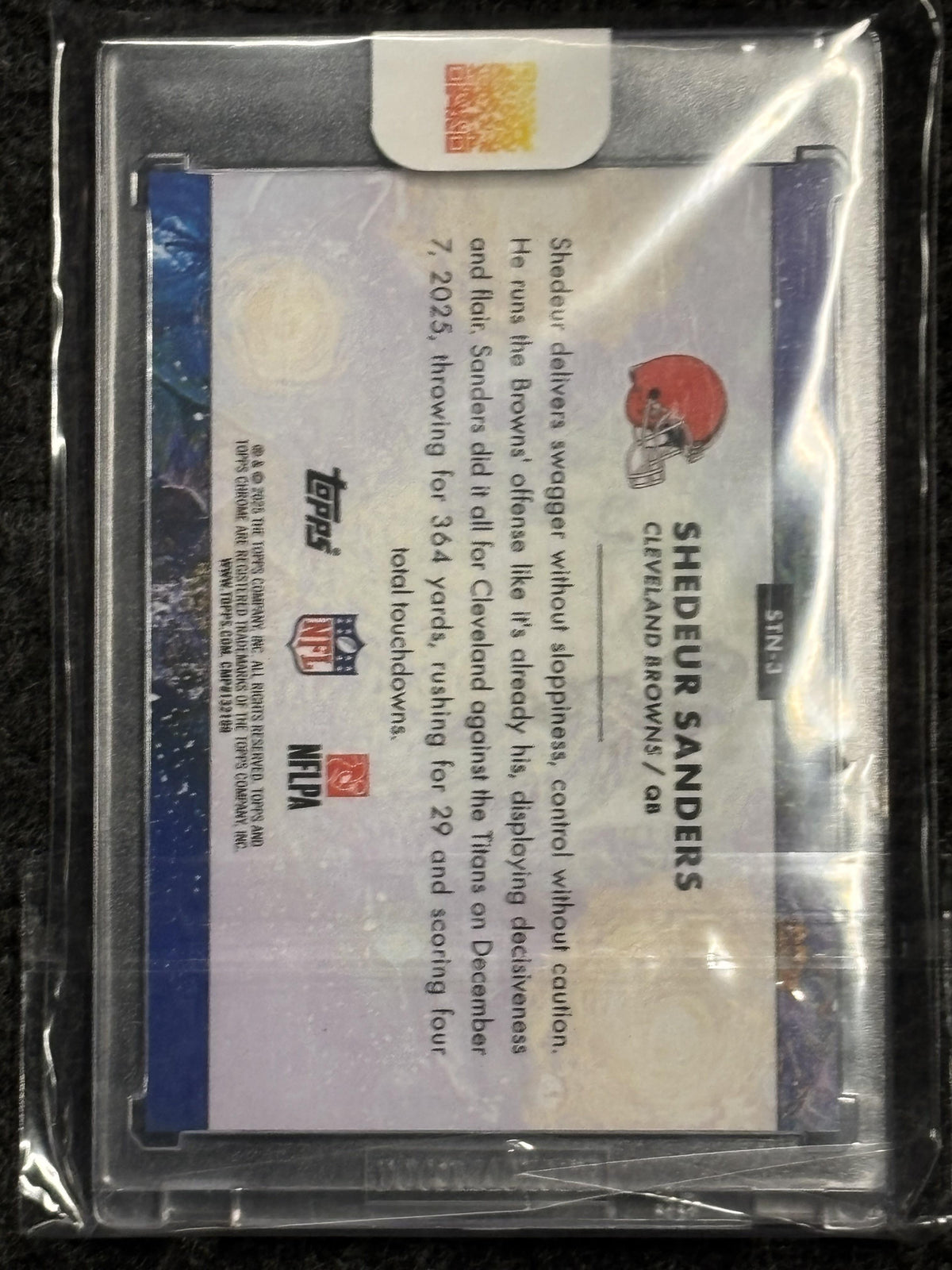 2025 Topps Chrome Cosmic #STN-3 Shedeur Sanders Stars in the Night Orange Galactic Refractor #/25 Cleveland Browns SN