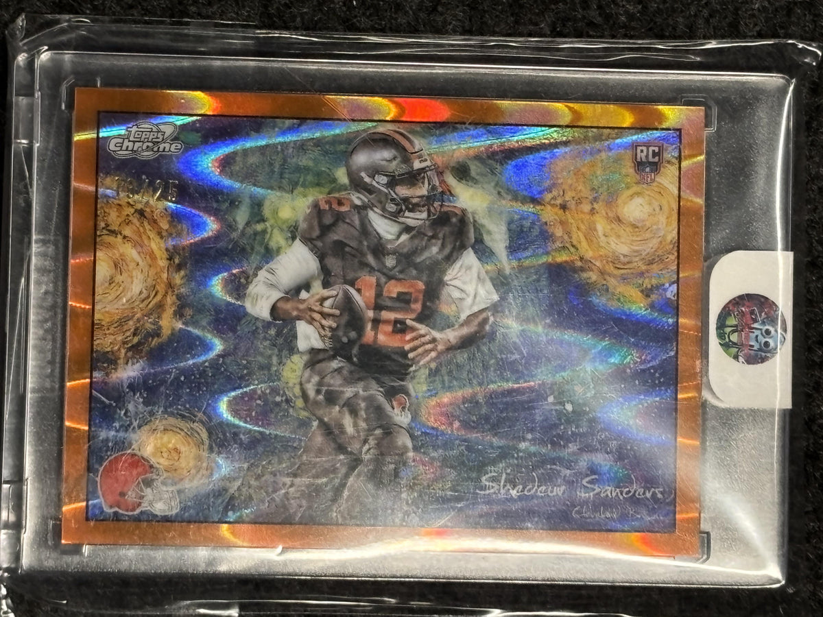 2025 Topps Chrome Cosmic #STN-3 Shedeur Sanders Stars in the Night Orange Galactic Refractor #/25 Cleveland Browns SN