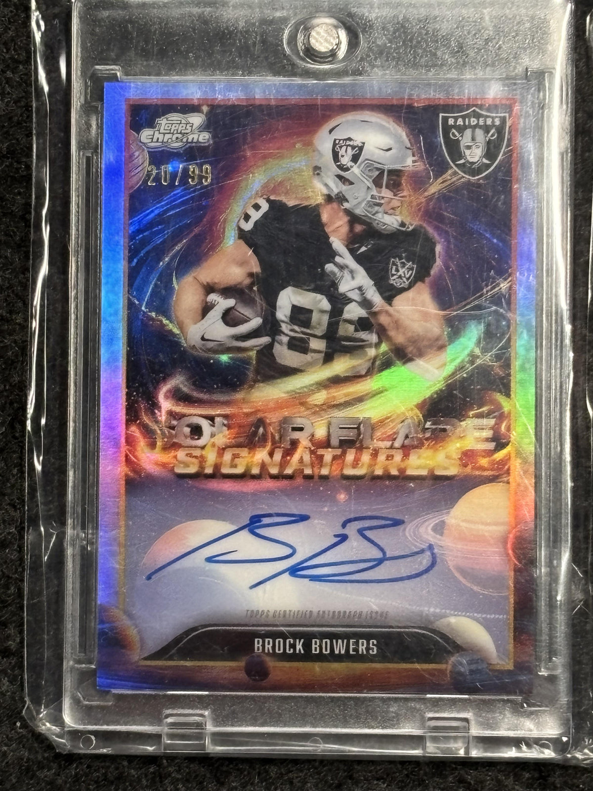 2025 Topps Chrome Cosmic #SFS-BB Brock Bowers Solar Flares Signatures #/99 Las Vegas Raiders SN, AU