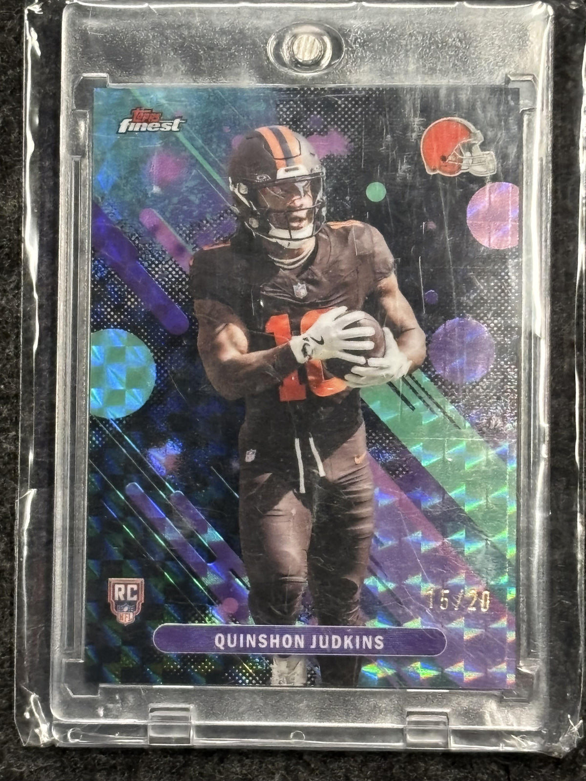 2025 Finest #13 Quinshon Judkins Black Geometric Refractor #/20 Cleveland Browns SN, RC