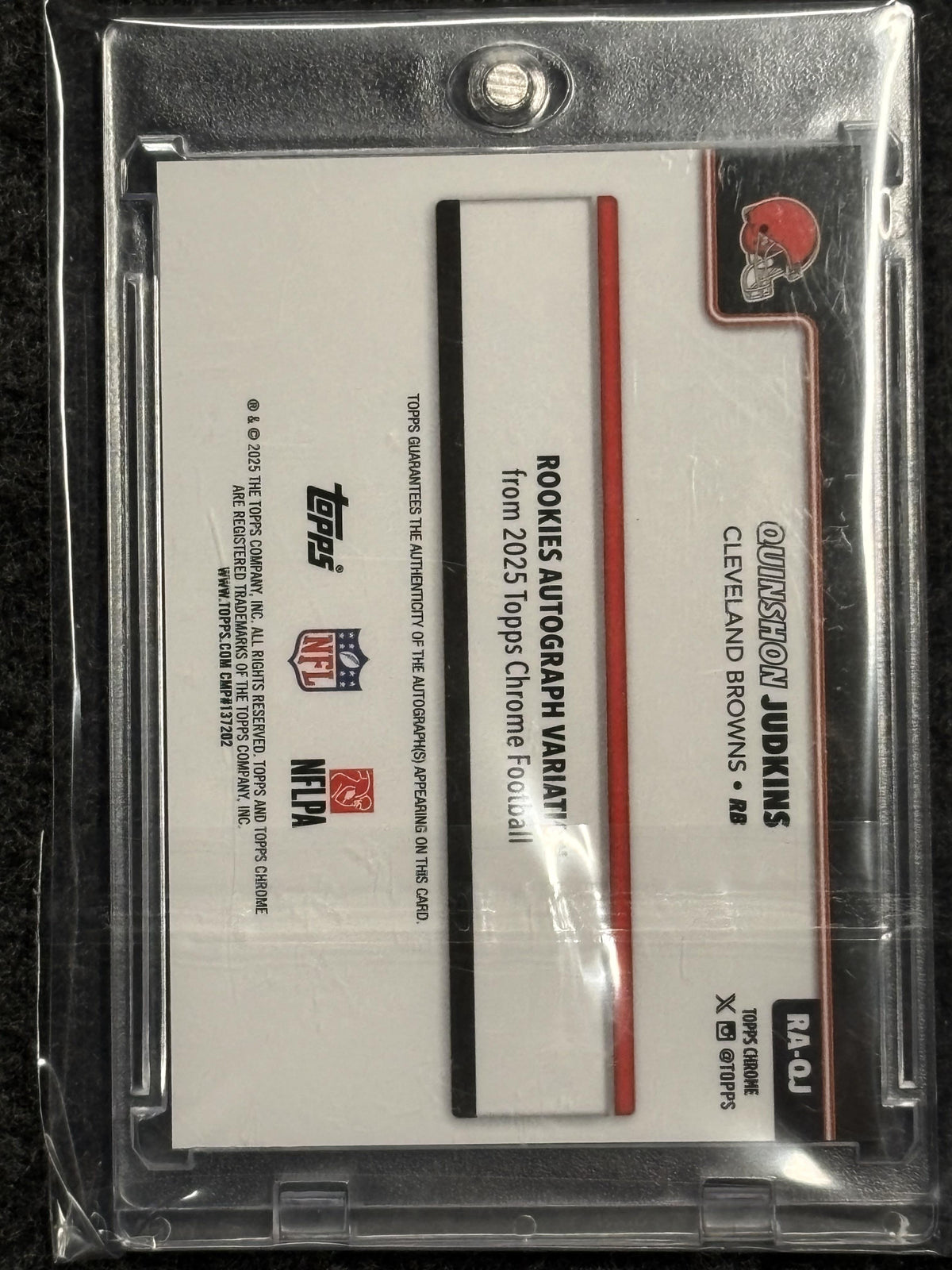 2025 Topps Chrome #RA-QJ Quinshon Judkins Chrome Rookie Autographs Cleveland Browns AU