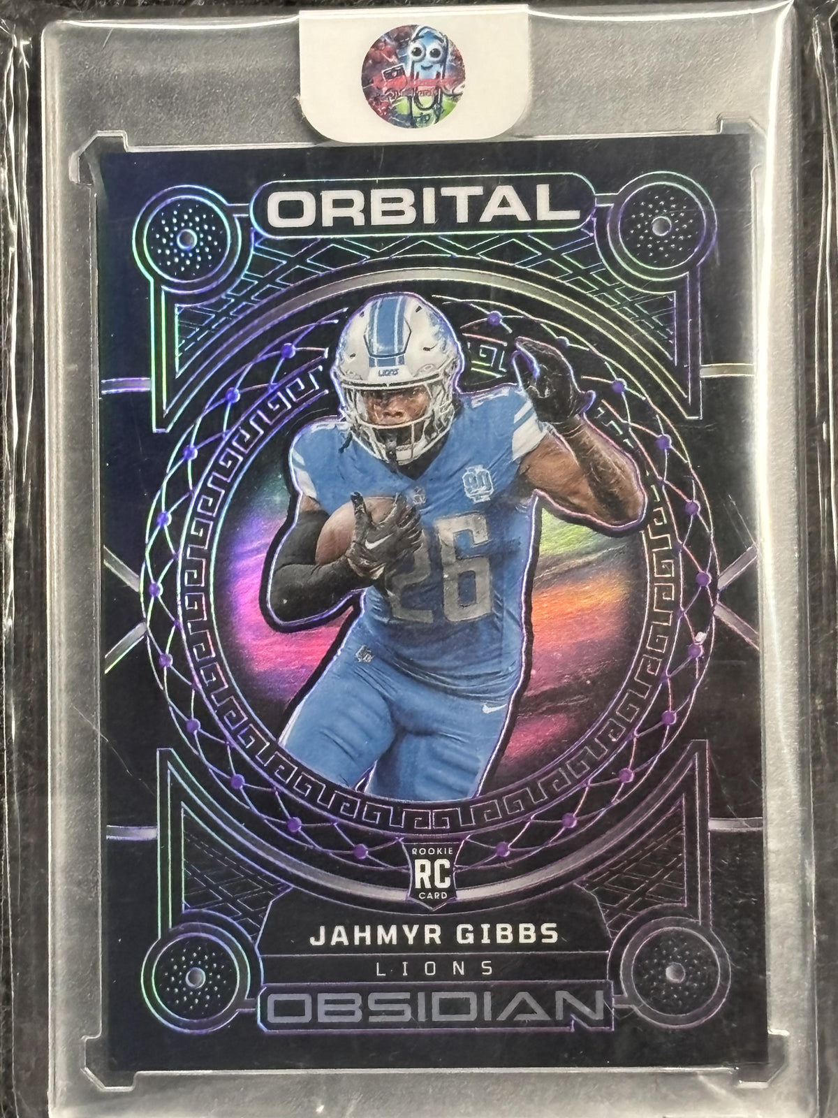 2023 Panini Obsidian #7 Jahmyr Gibbs Orbital Electric Etch Purple #/75 Detroit Lions SN