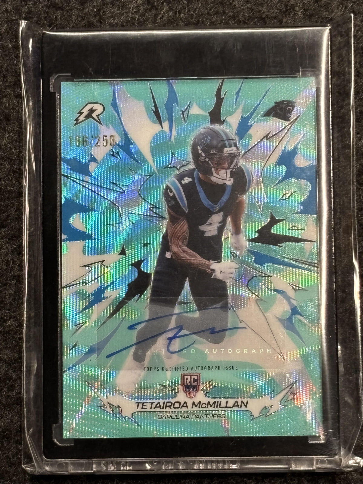 2025 Topps Resurgence #111 Tetairoa McMillan Signatures Aqua Surge Refractor #/250 Carolina Panthers SN, AU