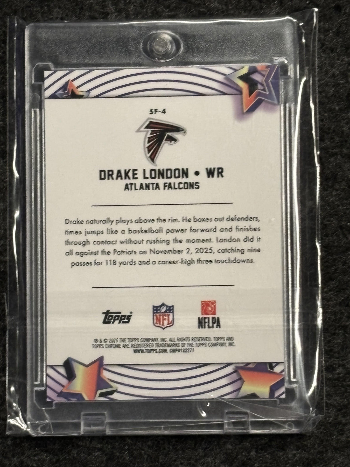 2025 Topps Chrome Cosmic #SF-4 Drake London Starfractor Orange #/25 Atlanta Falcons SN