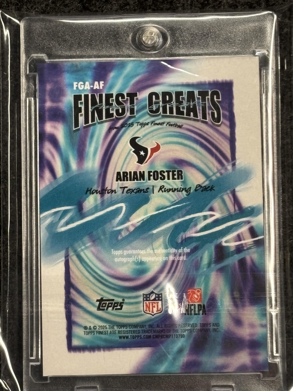 2025 Finest #FGA-AF Arian Foster Finest Greats Autographs Houston Texans AU