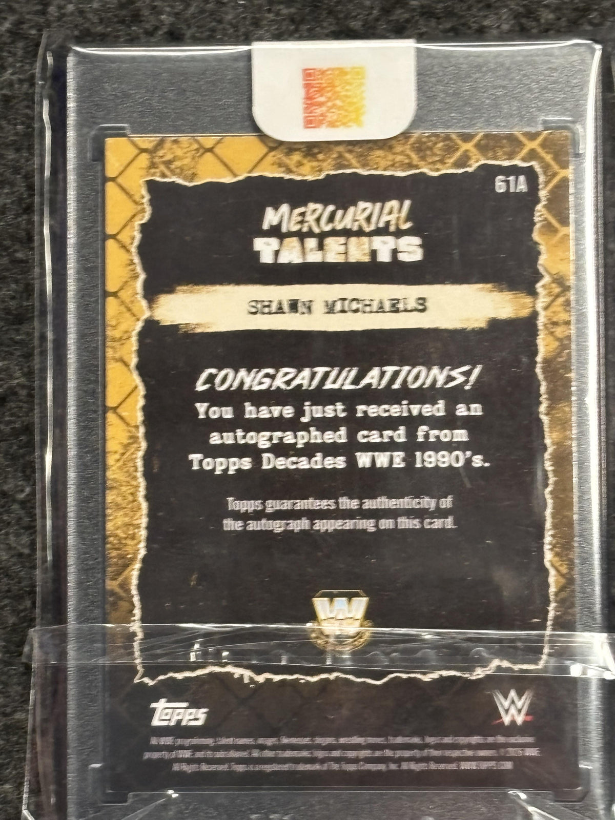 2026 Topps Decades 1990's WWE #61A Shawn Michaels Autographs Gold #/50 SN, AU