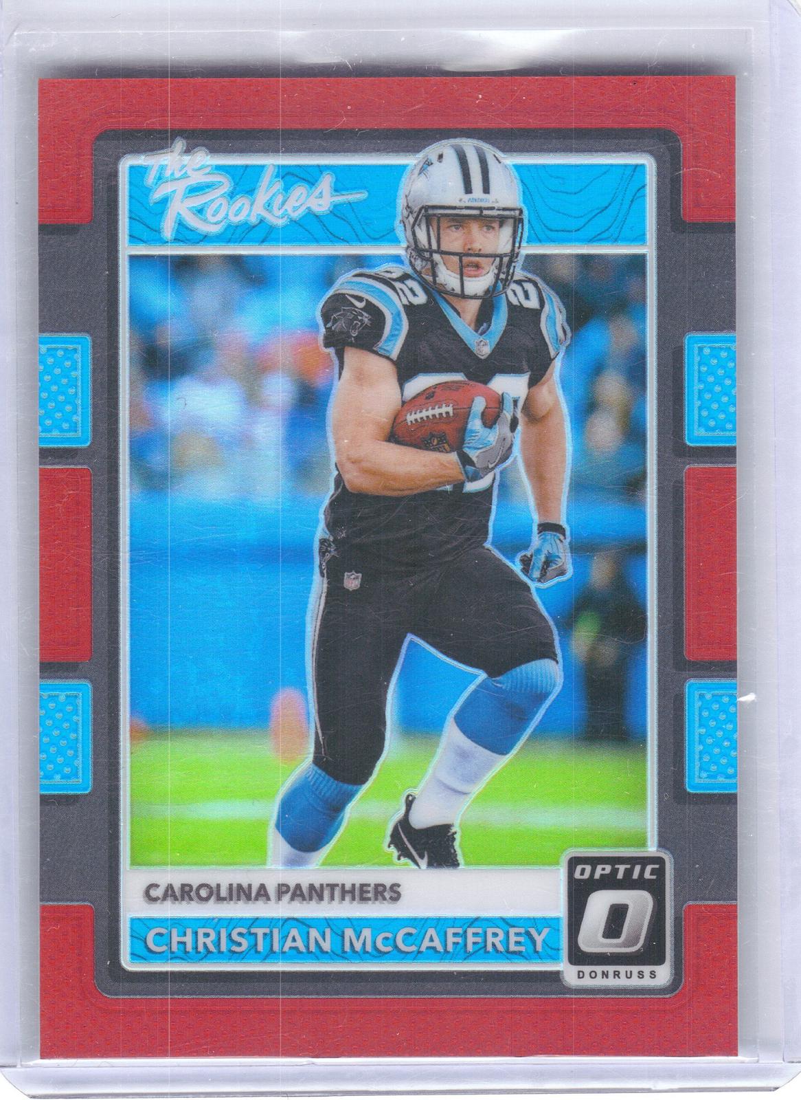 2017 Donruss Optic #5 Christian McCaffrey The Rookies Red #/99 Carolina Panthers SN
