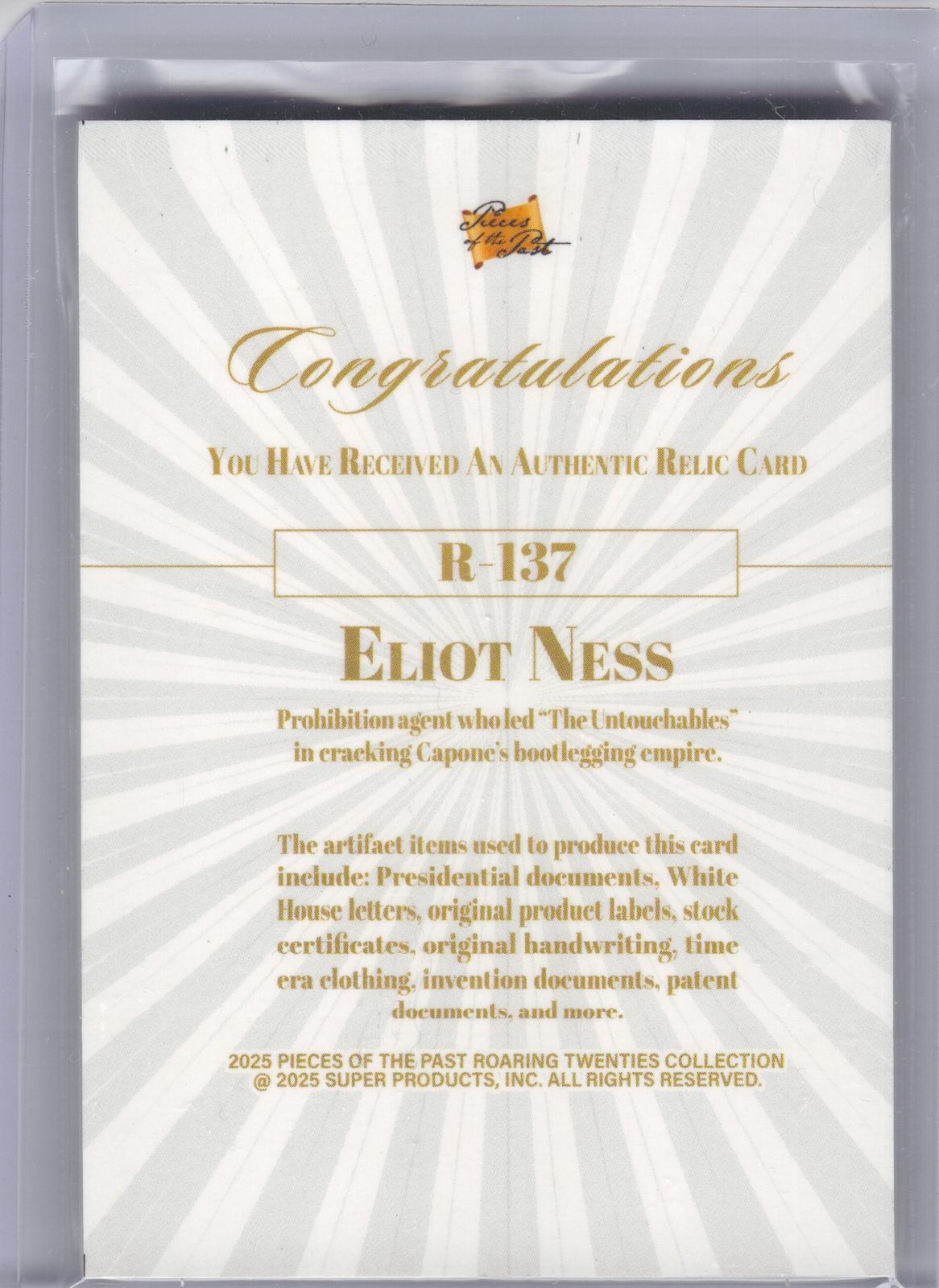 2025 Pieces of the past roaring twenties #R-137 Eliot Ness