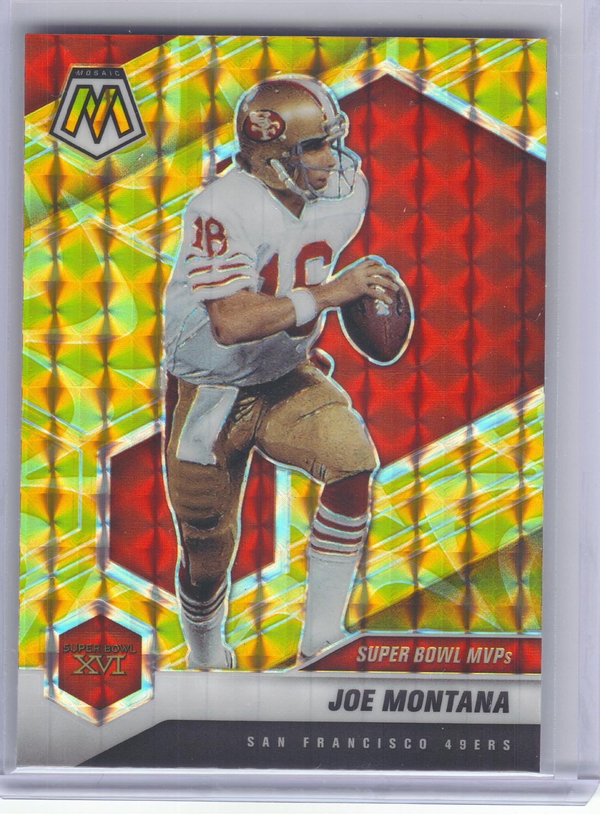 2021 Panini Mosaic #291 Joe Montana Prizm Reactive Yellow San Francisco 49ers