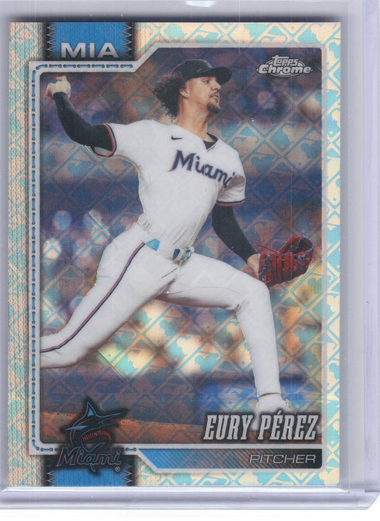 2026 Topps Chrome Logofractor Edition #38 Eury Perez Miami Marlins