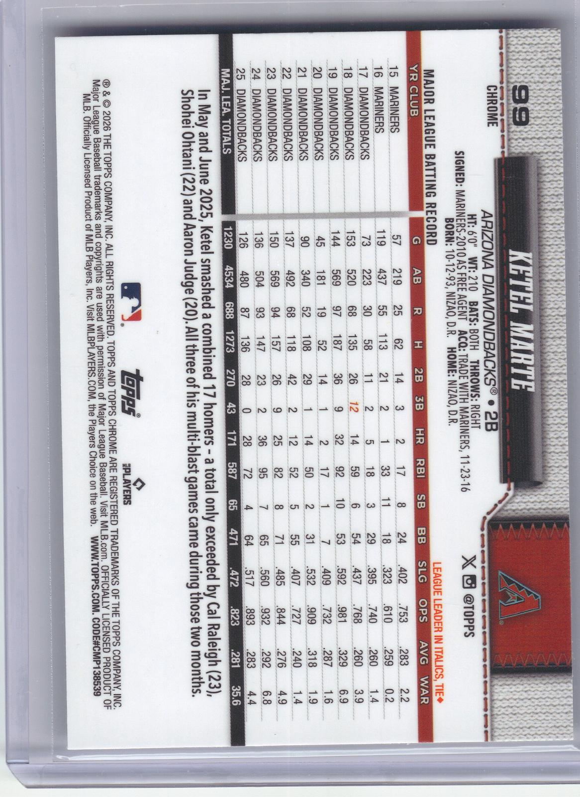 2026 Topps Chrome Logofractor Edition #99 Ketel Marte Arizona Diamondbacks