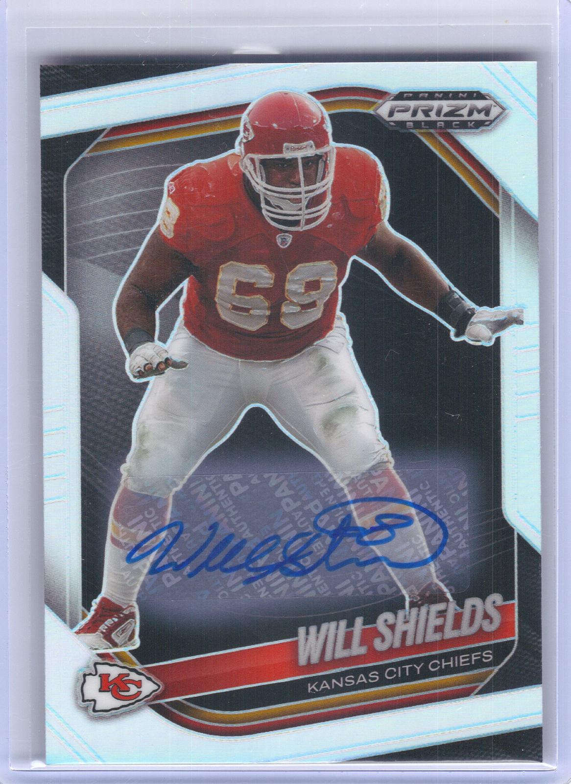 2025 Panini Prizm Black #75 Will Shields Autographs Prizm Silver Kansas City Chiefs AU