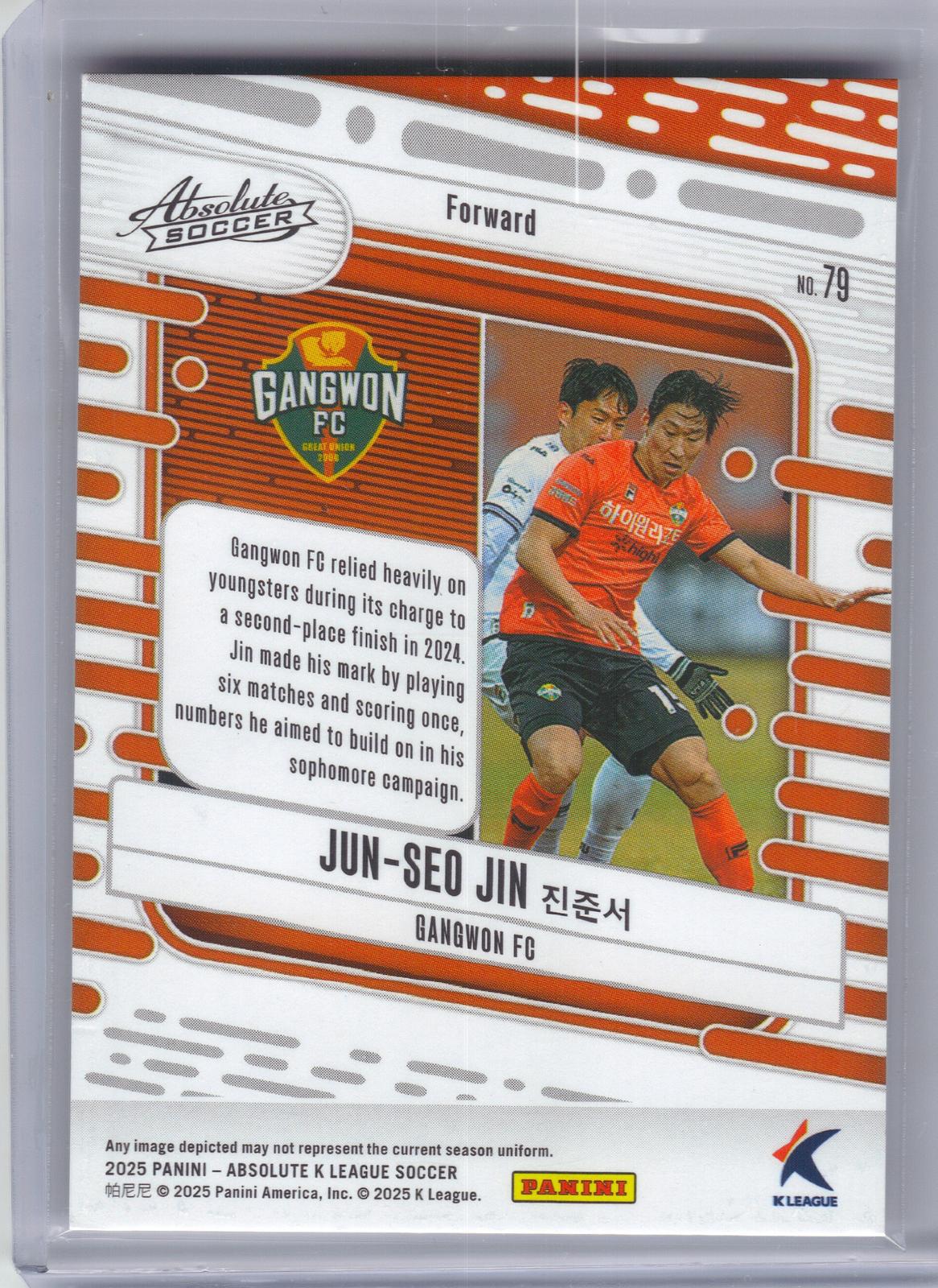 2025 Panini Absolute K League #79 Jun-seo Jin #/99 Gangwon FC SN, RC