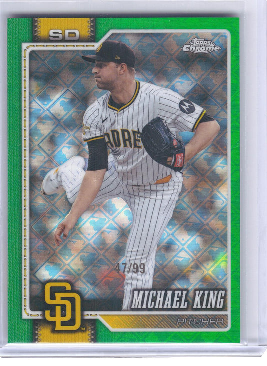 2026 Topps Chrome Logofractor Edition #172 Michael King Green Refractor #/99 San Diego Padres SN