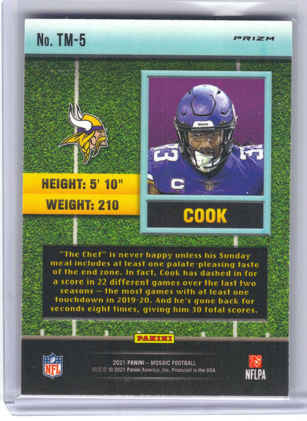 2021 Panini Mosaic #TM-5 Dalvin Cook Touchdown Masters Mosaic Green Minnesota Vikings