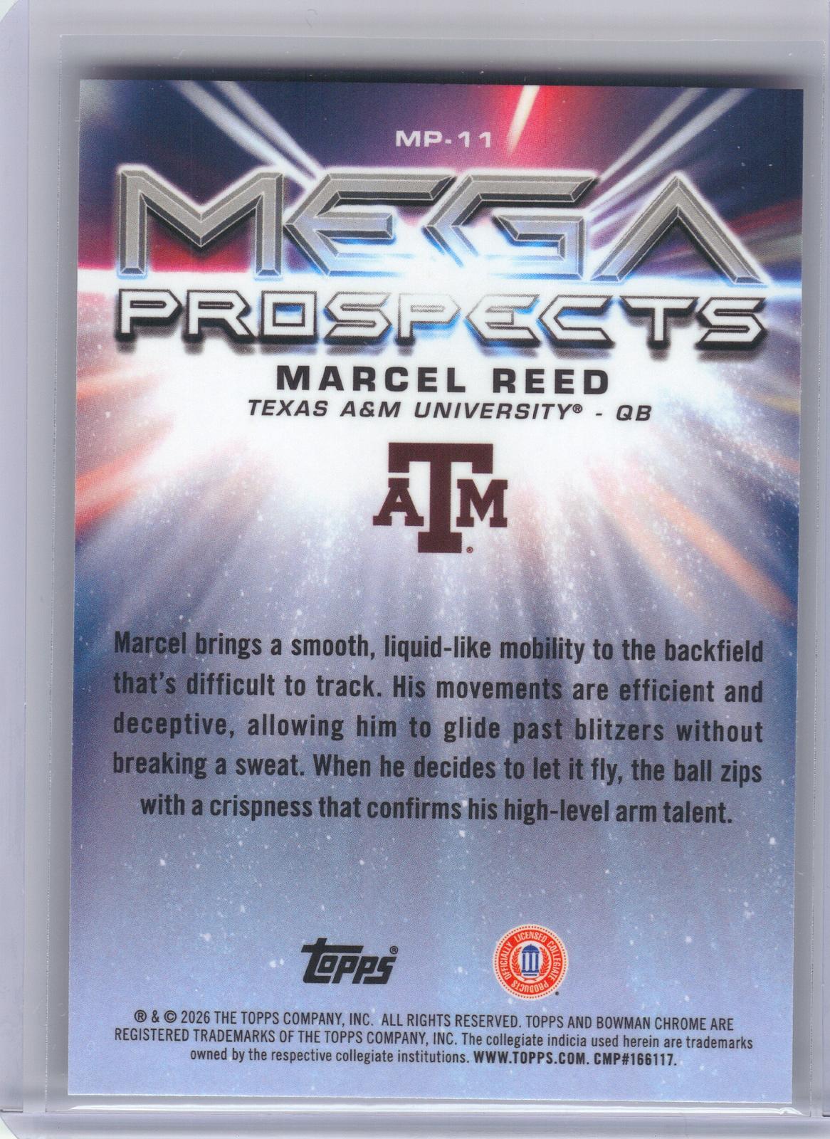 2026 Bowman #MP-11 Marcel Reed Mega Prospects Texas A&M Aggies