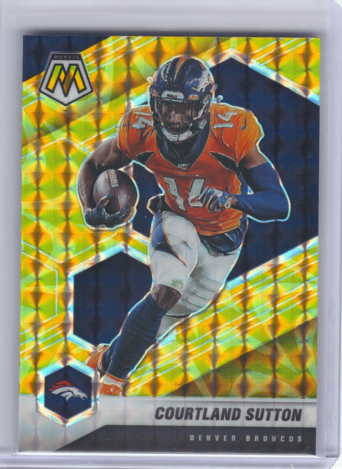 2021 Panini Mosaic #70 Courtland Sutton Prizm Reactive Yellow Denver Broncos