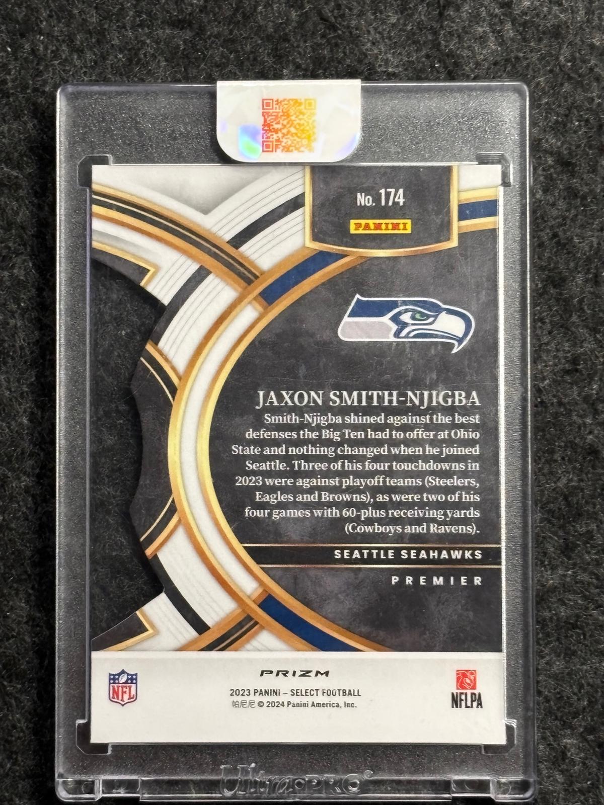 2023 Panini Select #174 Jaxon Smith-Njigba Zebra Prizm Die Cut Seattle Seahawks RC