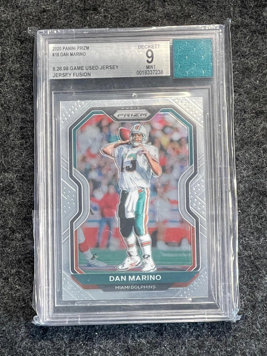 2020 Panini Prizm #18 Dan Marino Game Used Jersey BGS 9 Miami Dolphins
